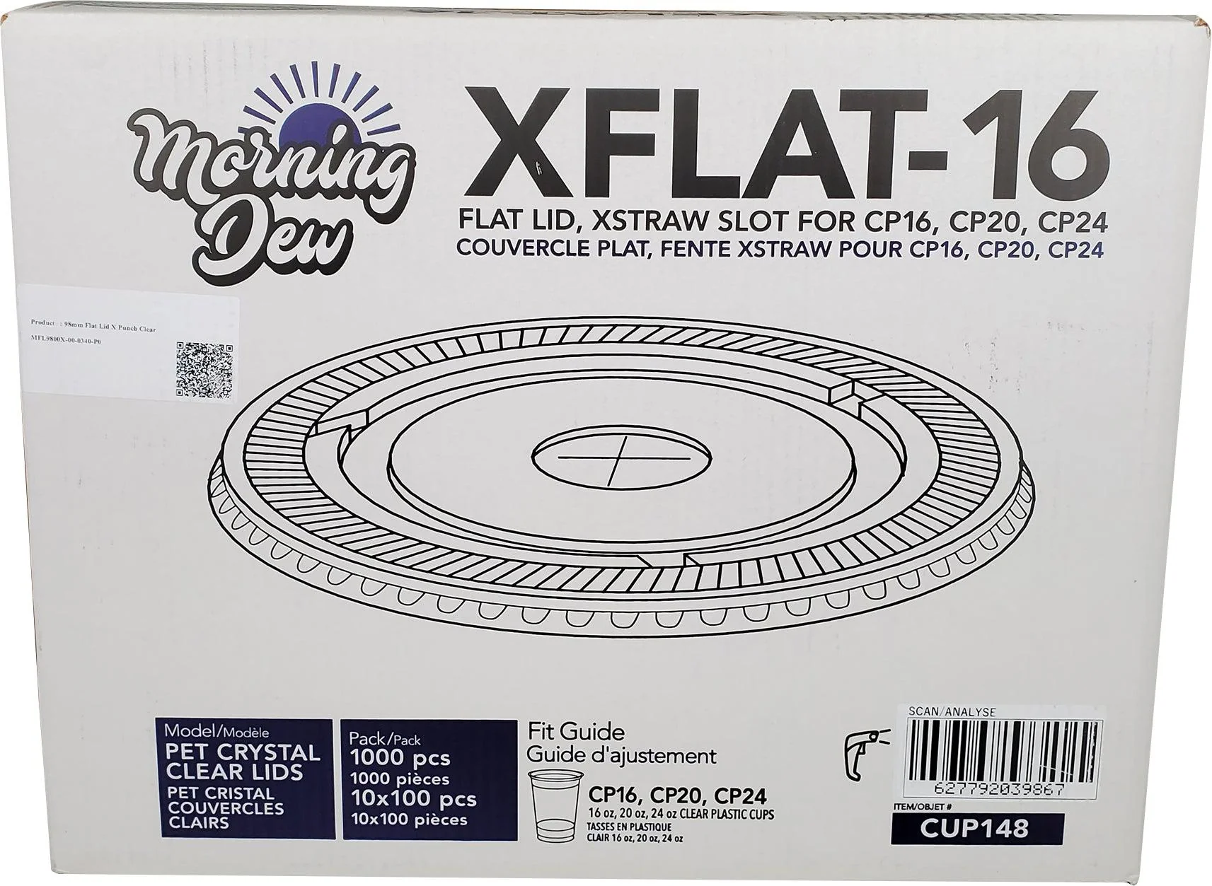 Morning Dew - Clear Flat Lid - 16-24oz Cup - 98mm - 10 x 100 count - Image 3
