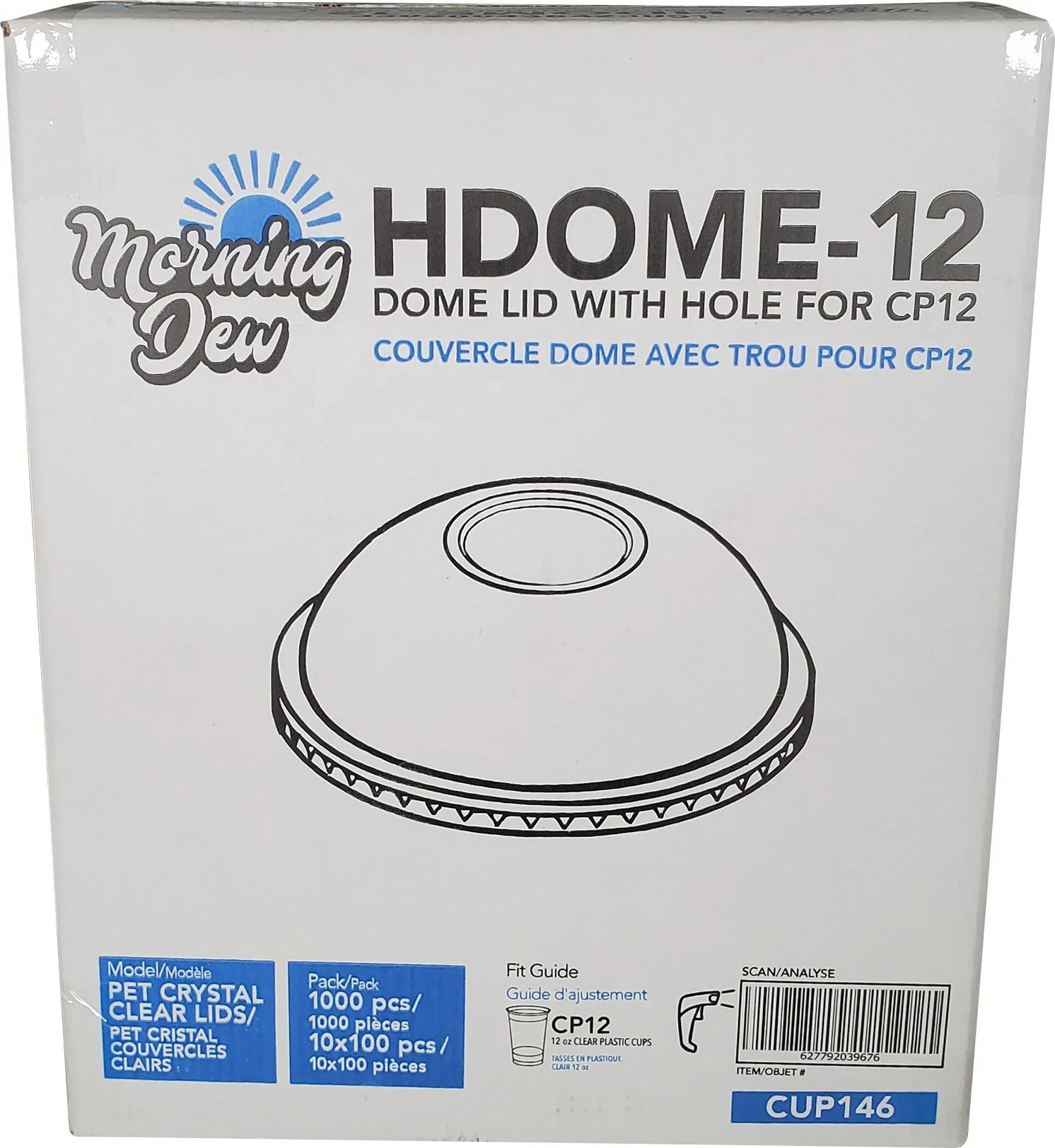 Morning Dew - Dome Lids with Hole - For 12oz Cup Only - 92mm - 10 x 100 count - Image 4