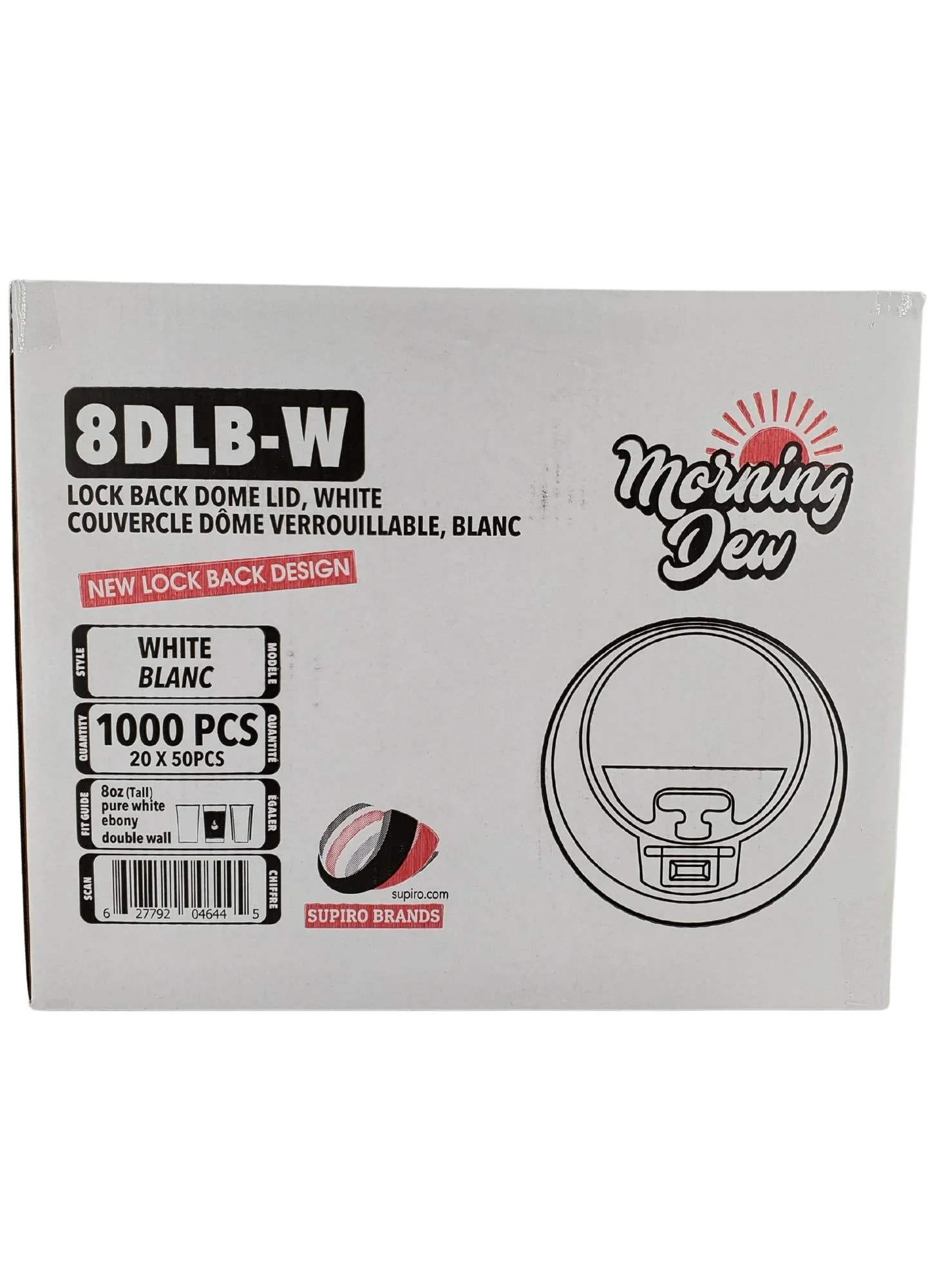 Morning Dew - Lock Back, Dome Sip Lid for 8 oz Tall Hot Paper Cups - White - 20 x 50 count - Image 3