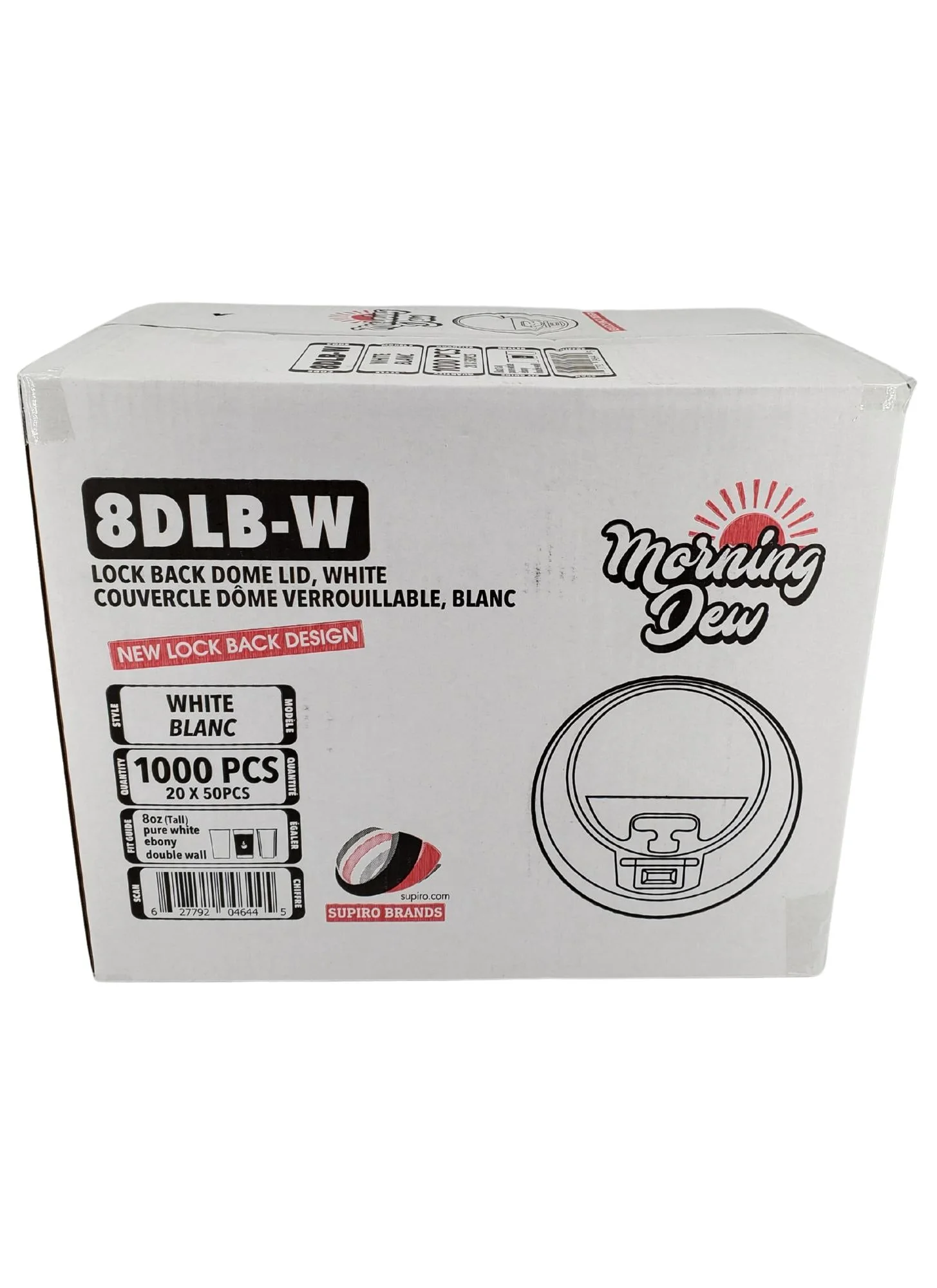 Morning Dew - Lock Back, Dome Sip Lid for 8 oz Tall Hot Paper Cups - White - 20 x 50 count - Image 4