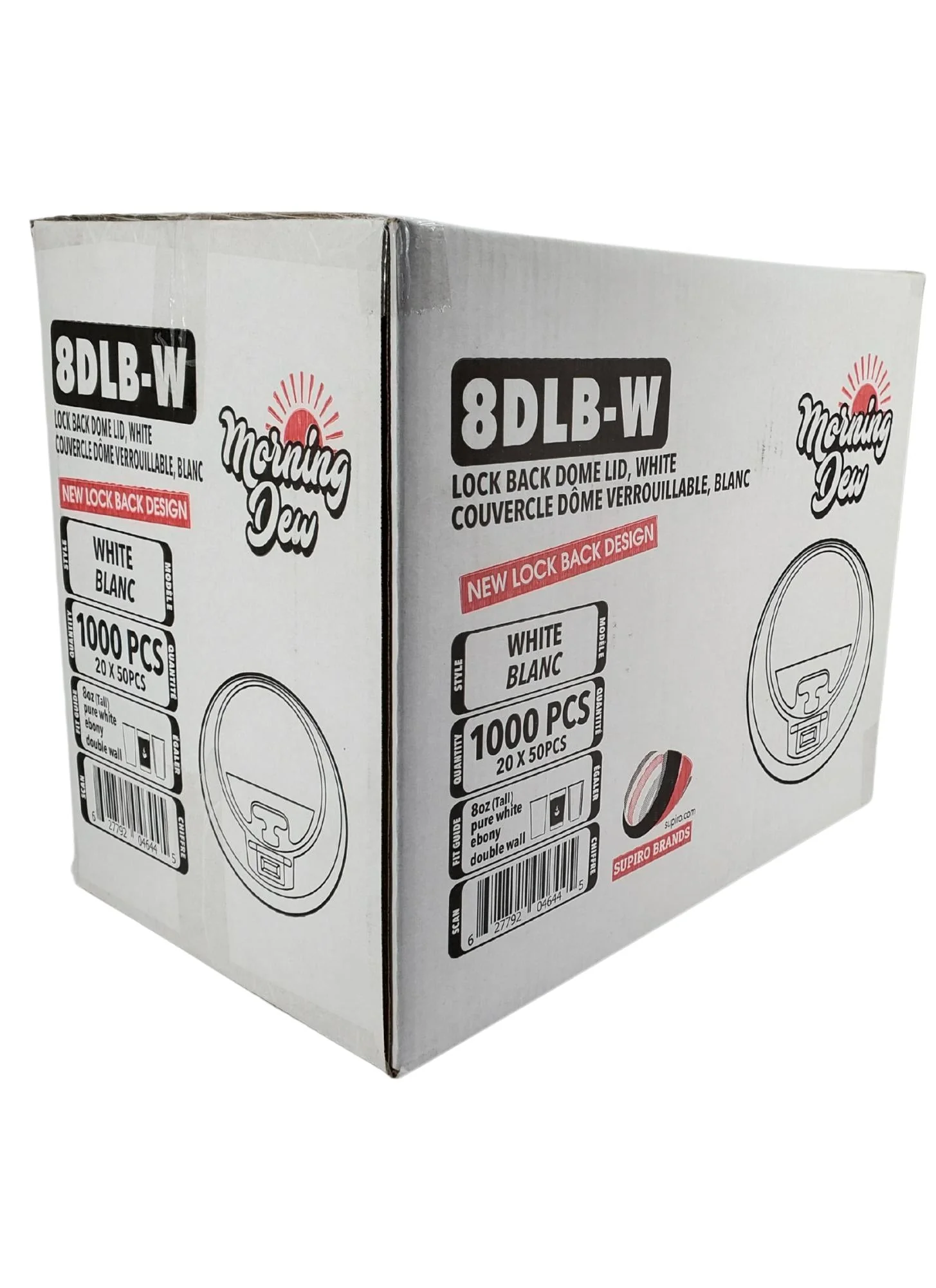 Morning Dew - Lock Back, Dome Sip Lid for 8 oz Tall Hot Paper Cups - White - 20 x 50 count - Image 5