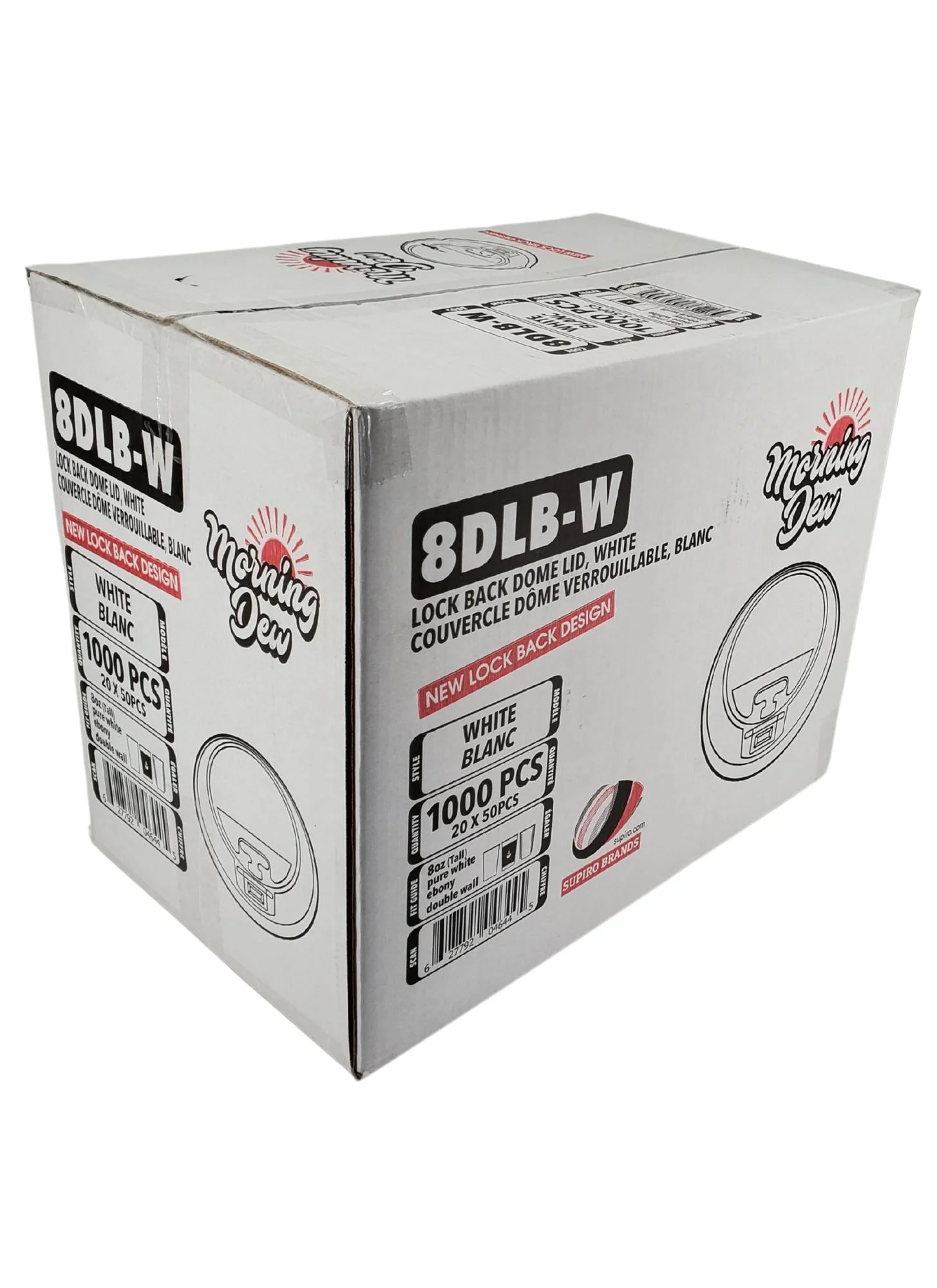 Morning Dew - Lock Back, Dome Sip Lid for 8 oz Tall Hot Paper Cups - White - 20 x 50 count - Image 6
