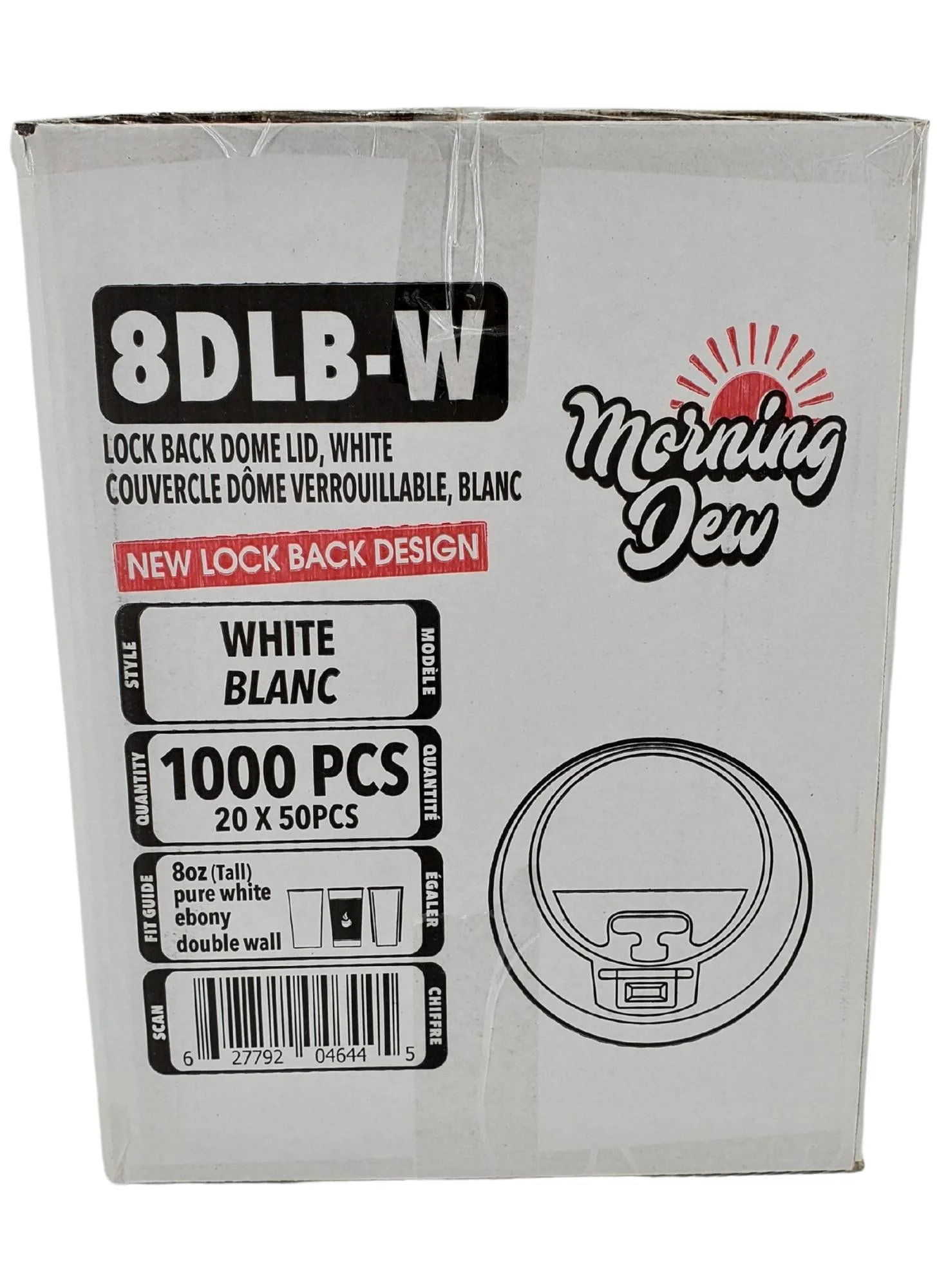 Morning Dew - Lock Back, Dome Sip Lid for 8 oz Tall Hot Paper Cups - White - 20 x 50 count - Image 7