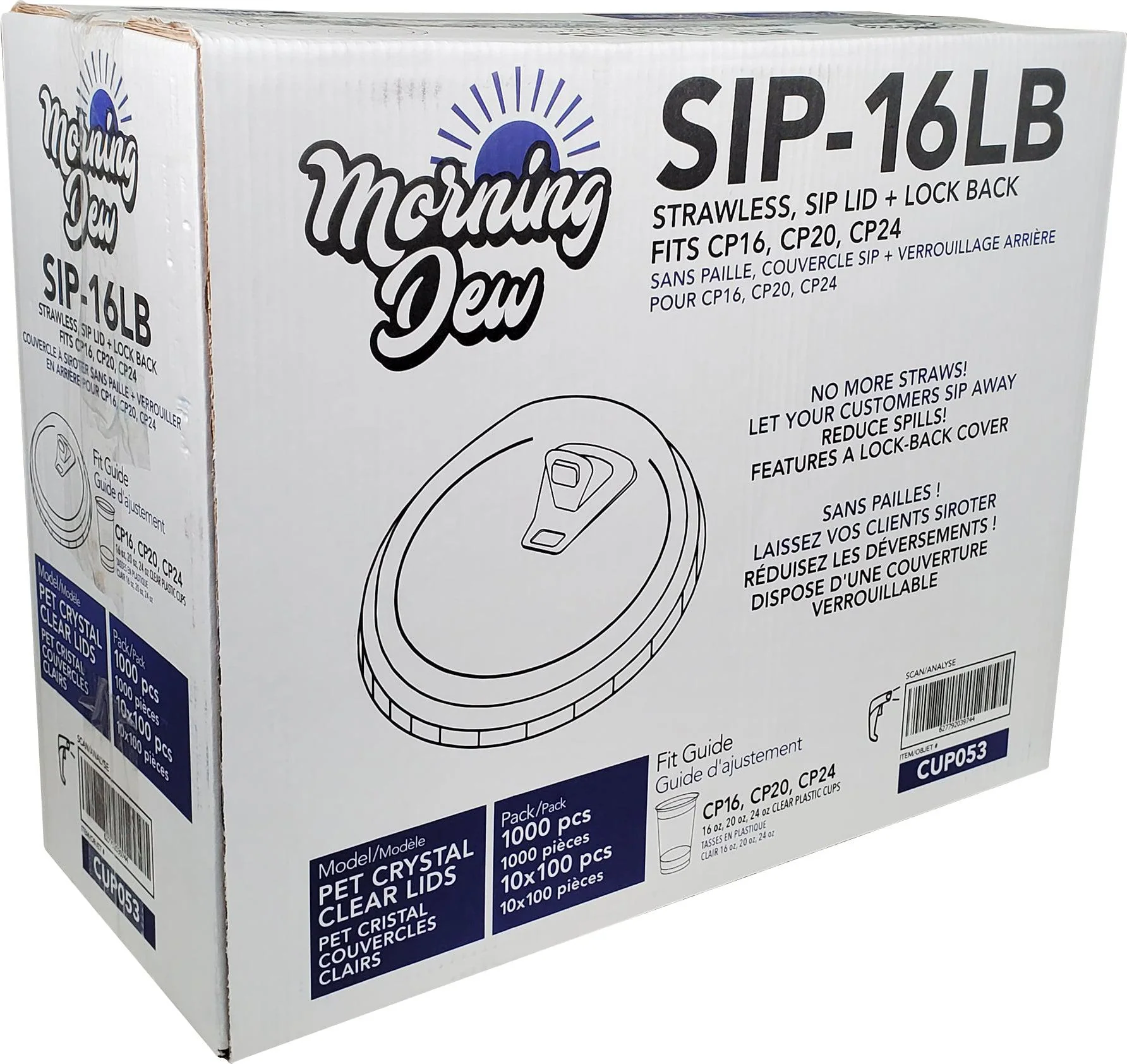 Morning Dew - Sip Lids W/Lock Back Cover For CP16-CP24 Clear Pet Cup - 98mm - 10 x 100 count - Image 8