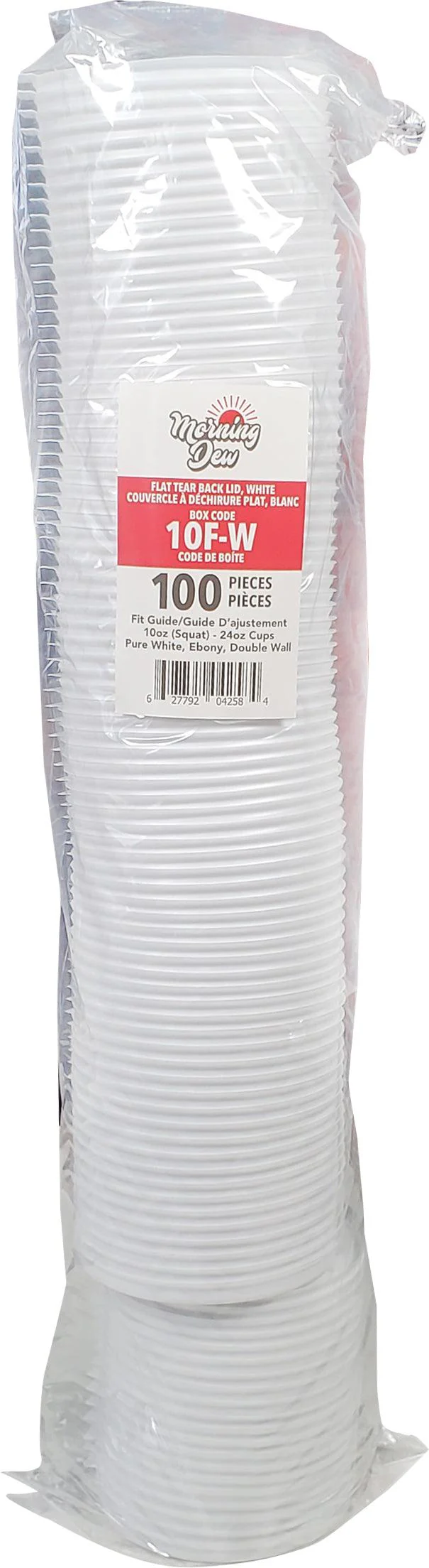 Morning Dew - Tear Back Flat Lid for 10-24 oz Hot Paper Cups - White - 10 x 100 count - Image 2