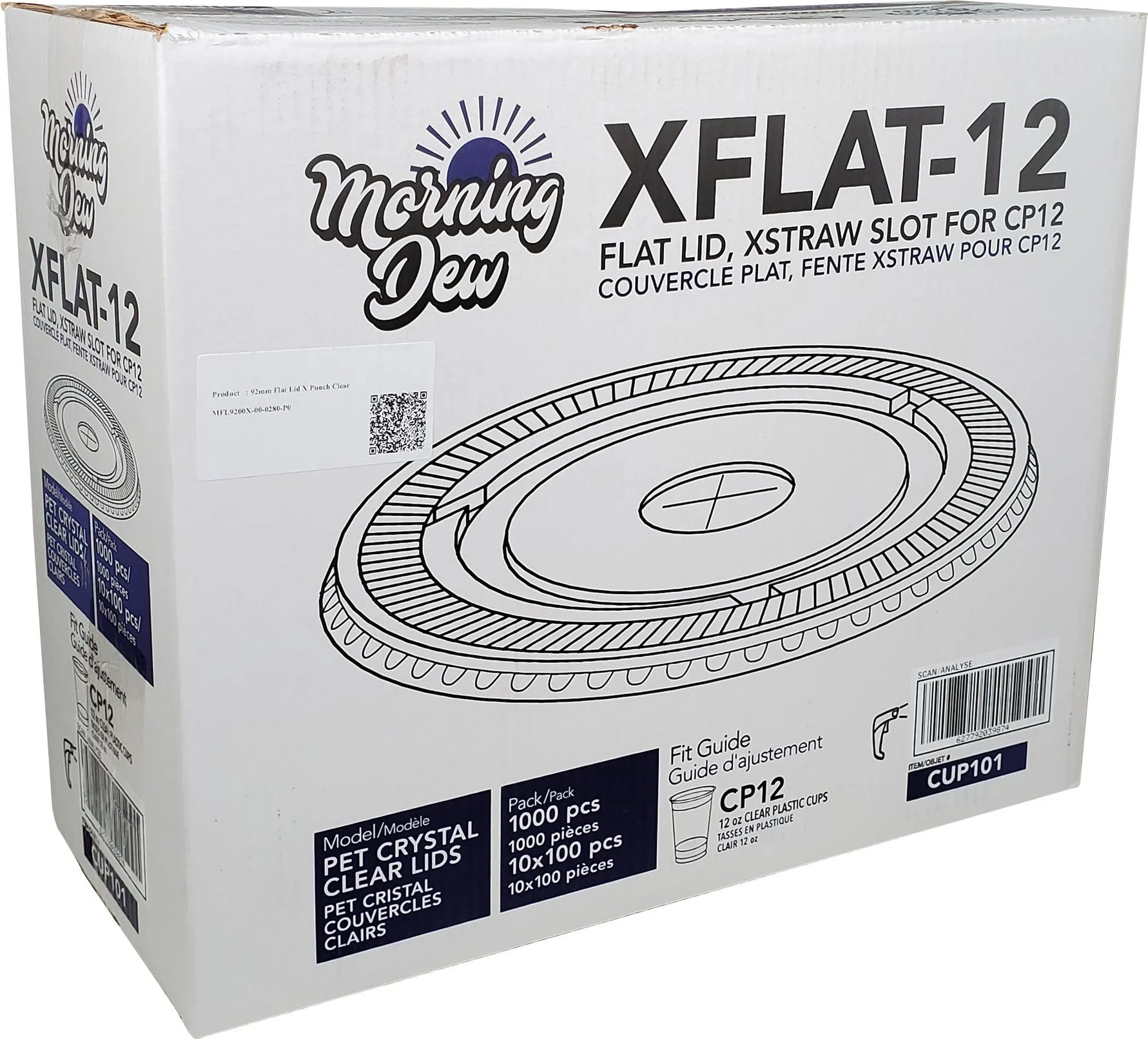 Morning Dew - X Slot Flat Lids - For 12oz Cup Only - 10 x 100 count - Image 4