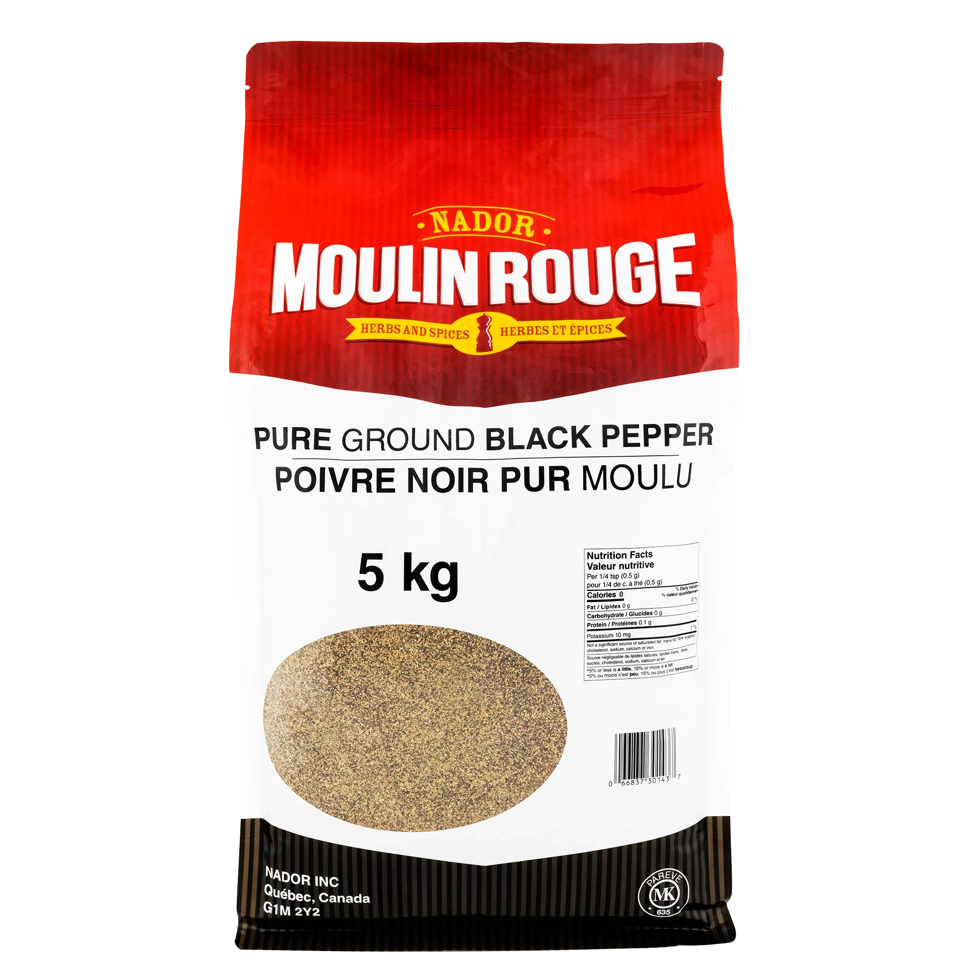 Moulin Rouge Pure Ground Black Pepper - 2 x 5 kg - Grocery and Food Items - Canadian Distribution - Ships Free Within Canada on Orders Above CAD $199
