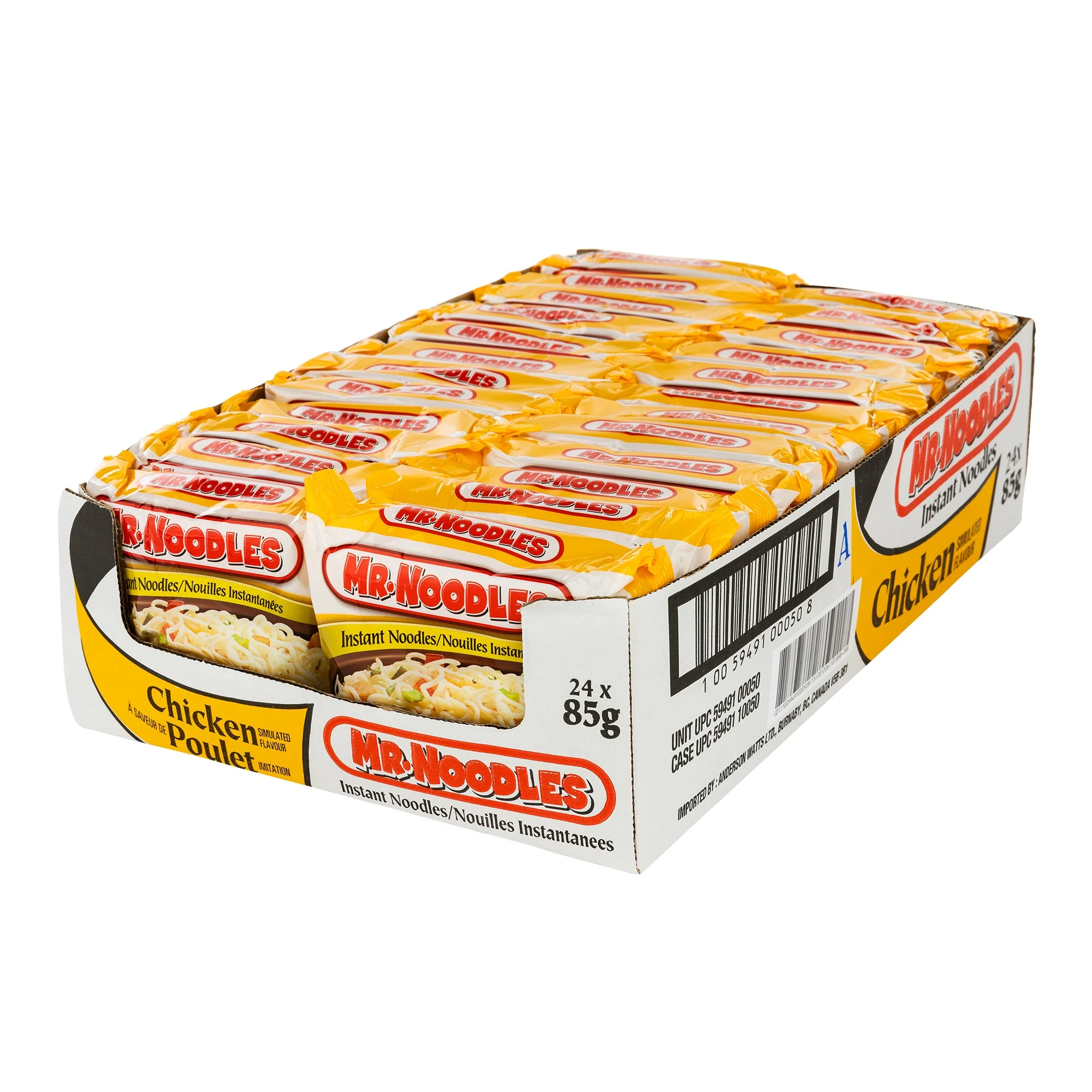 Mr. Noodles Chicken Flavour Flat Instant Noodles - 96 × 85 g - Grocery and Food Items - Canadian Distribution - Ships Free Within Canada on Orders Above CAD $199