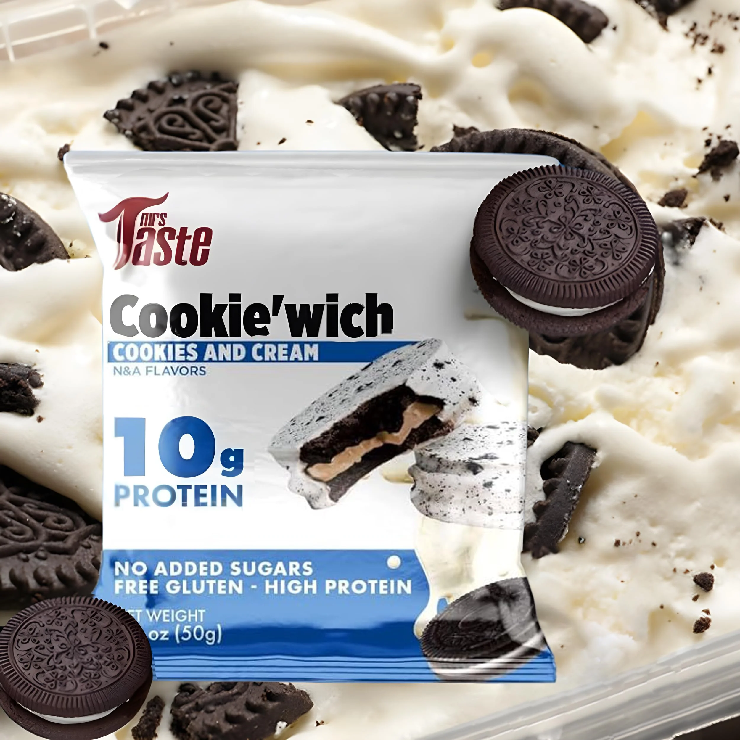 Mrs Taste Cookie'wich- Cookies N Cream 10x50g - Canadian Distribution - Ships Free Within Canada on Orders Above CAD $199 - Image 3
