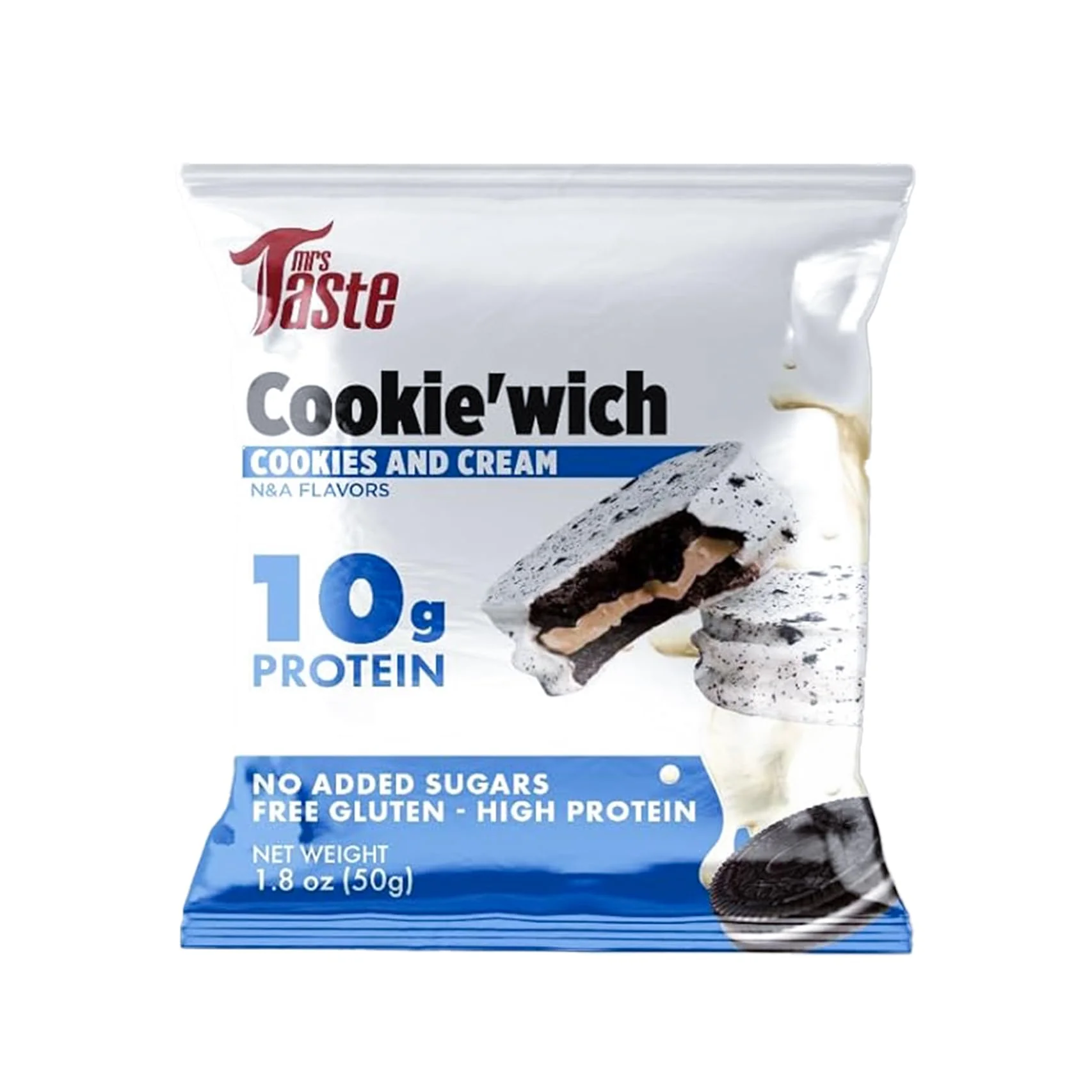 Mrs Taste Cookie'wich- Cookies N Cream 10x50g - Canadian Distribution - Ships Free Within Canada on Orders Above CAD $199 - Image 4