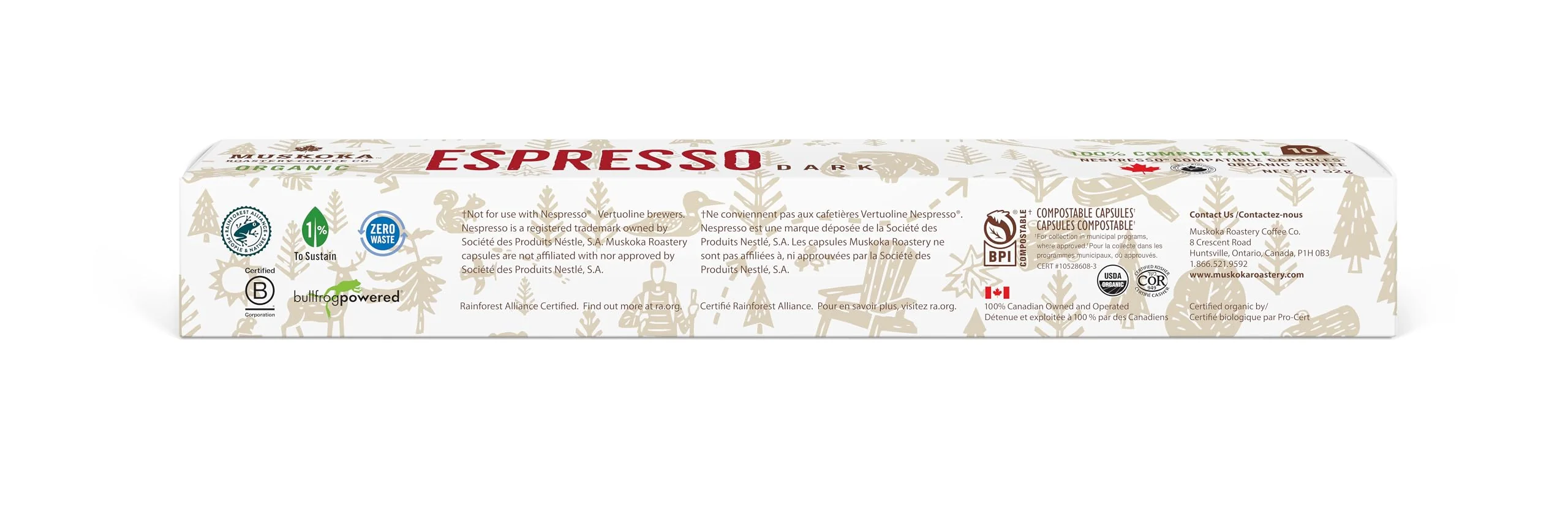 Muskoka Roastery Coffee, Organic Espresso Pods, Dark Roast, 10-Count Espresso Capsules, Compatible with Nespresso Original Line Machines - Image 2