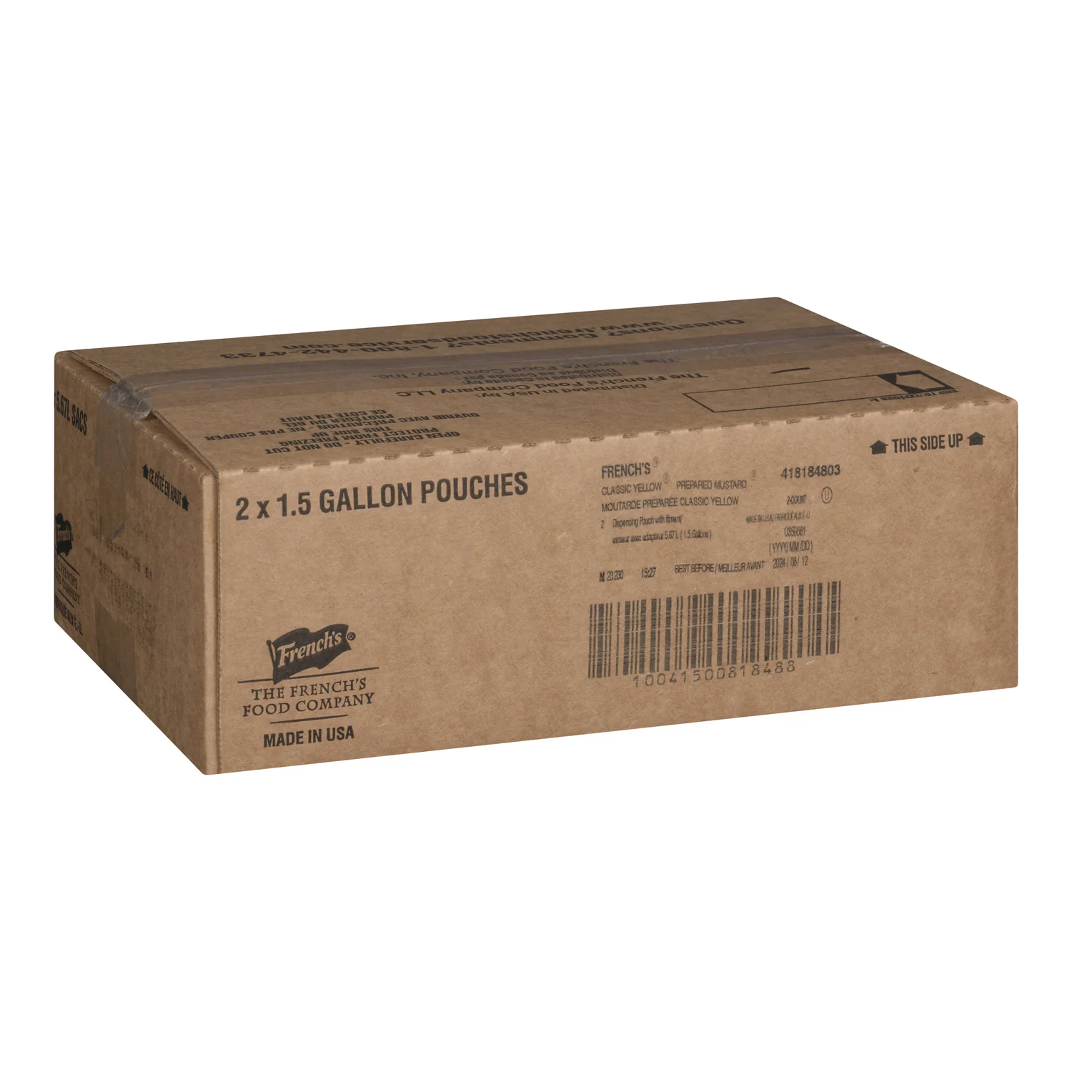Mustard Yellow Pouch - 2 x 1.5 LaL - Frenchs - Restaurant and Foodservice Ingredients - Canadian Distribution - Ships Free Within Canada on Orders Above CAD $199