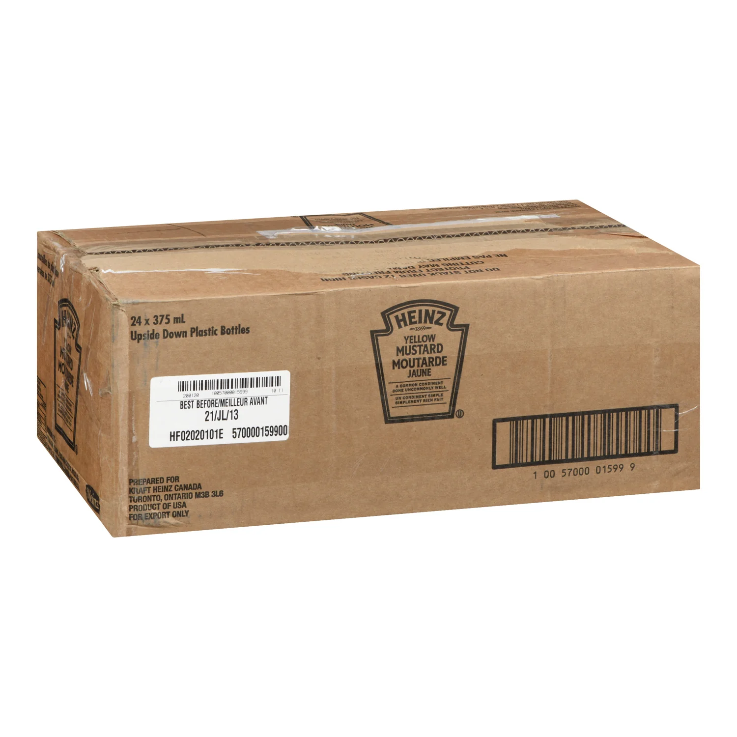 Mustard Yellow Upside Down Bottle - 24 x 375 mL - Heinz - Restaurant and Foodservice Ingredients - Canadian Distribution - Ships Free Within Canada on Orders Above CAD $199 - Image 2