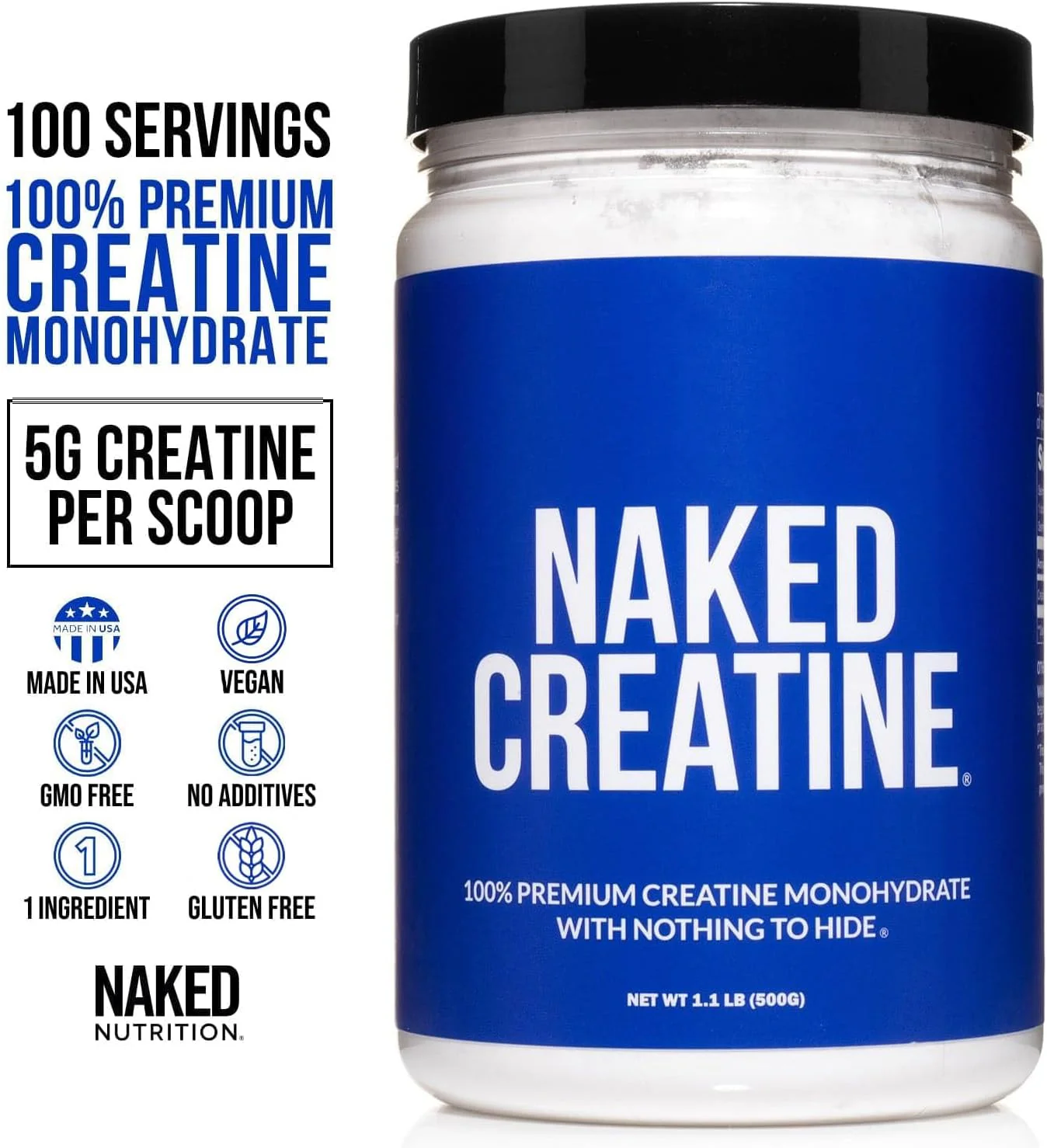Naked – Creatine Monohydrate Powder – Unflavored – 500 g, 100 Servings – Ships Free Within Canada on Orders Above CAD $199 - Image 2
