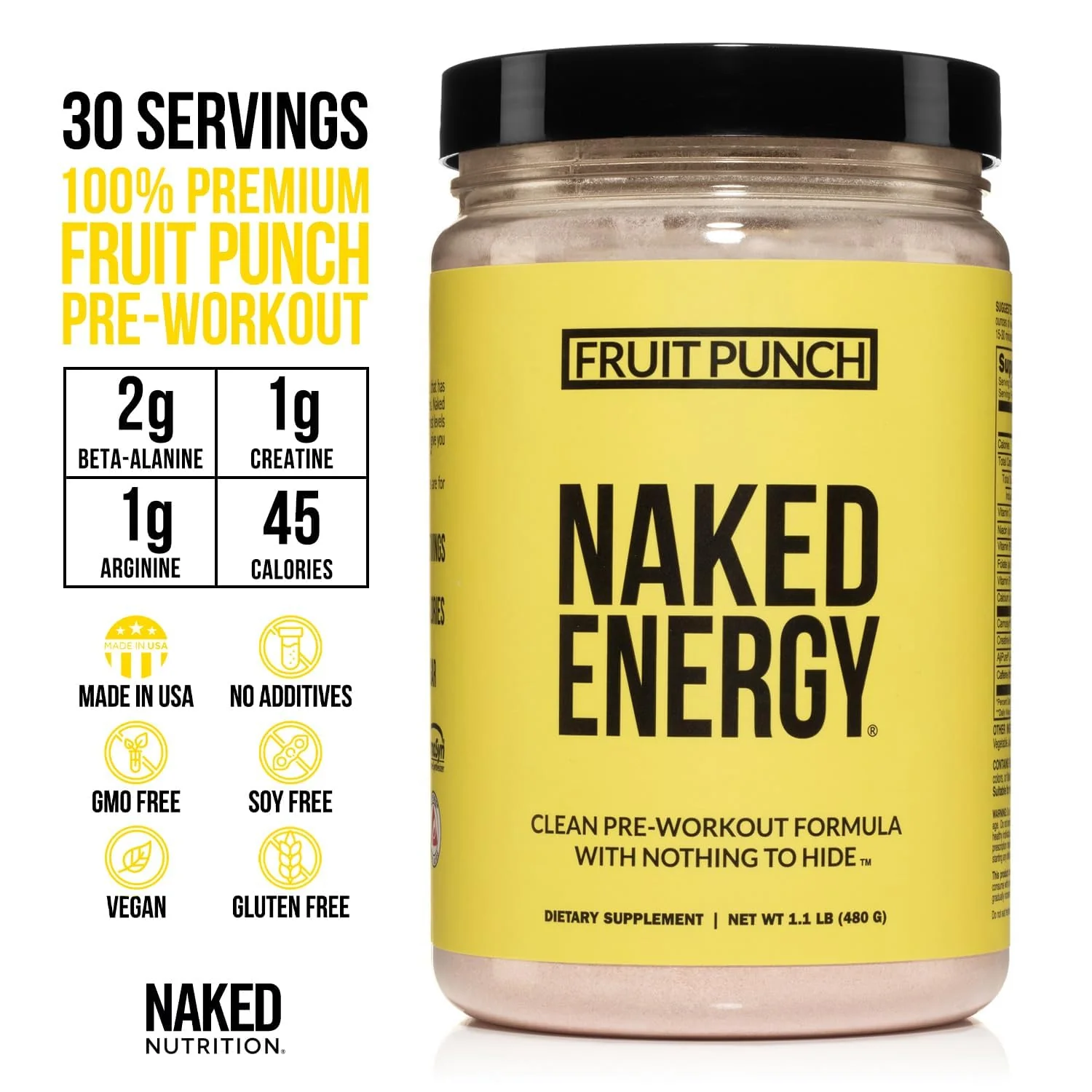 Naked (Naked Energy) – Pre Workout – Fruit Punch – 30 Servings – No Added Sweeteners - Canadian Distribution - Ships Free Within Canada on Orders Above CAD $199 - Image 5