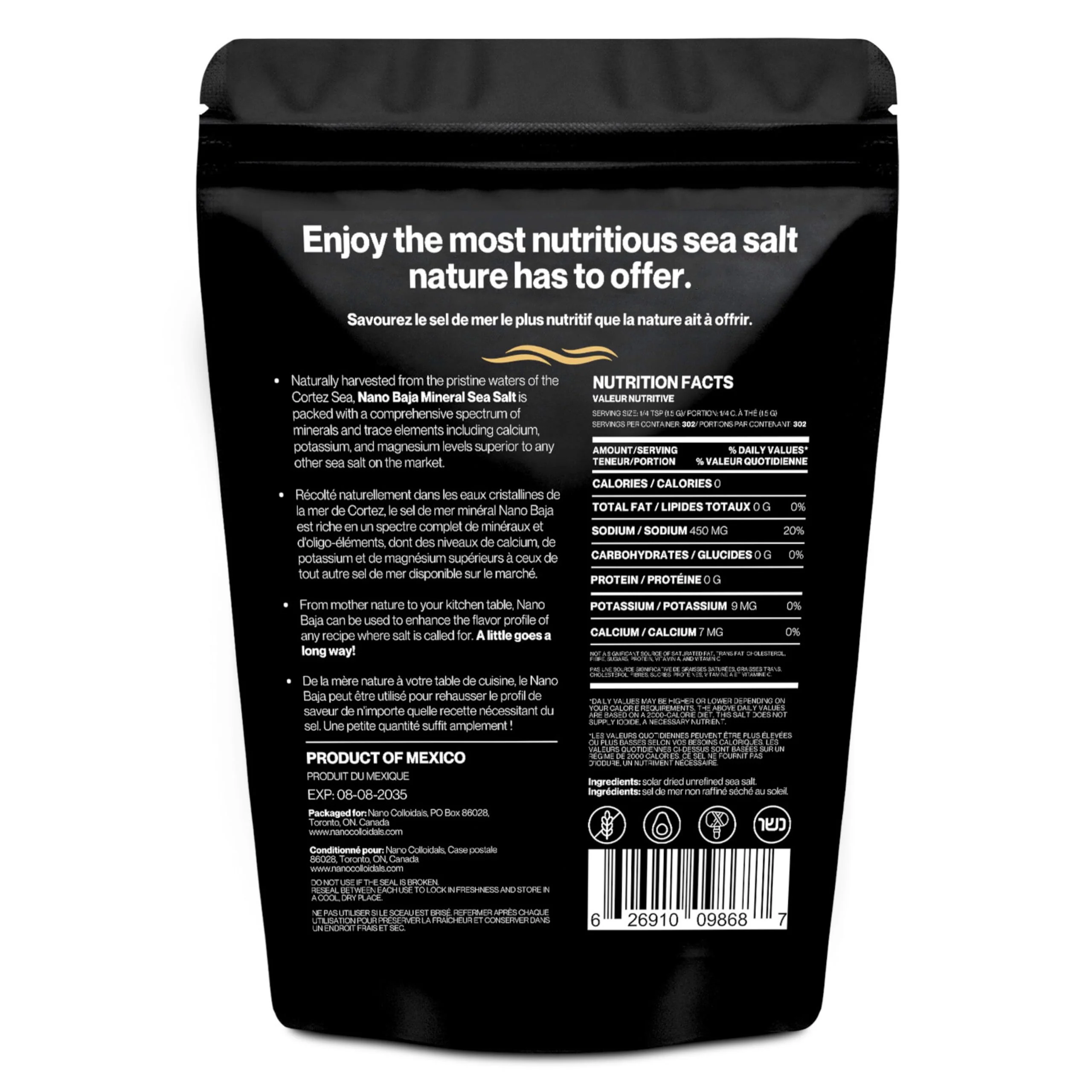 NANO – Baja Sea Salt Organic – 90 Minerals – 1 lb - Canadian Distribution - Ships Free Within Canada on Orders Above CAD $199 - Image 8