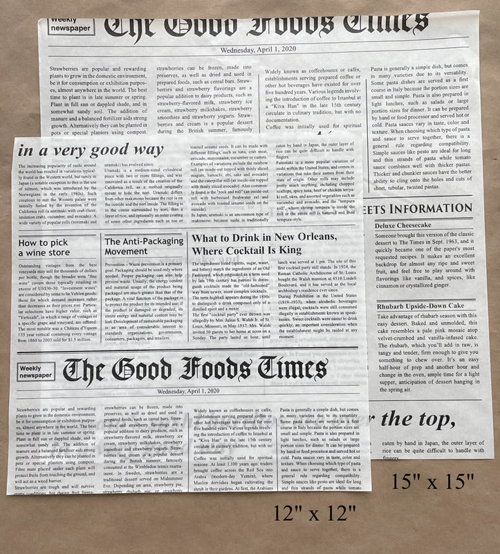 News Print Grease Proof Deli/Basket Liner - 12"x12" / 15"x15" - 2000cs - Disposable Take Away Food Packaging - Canadian Distribution - Image 2