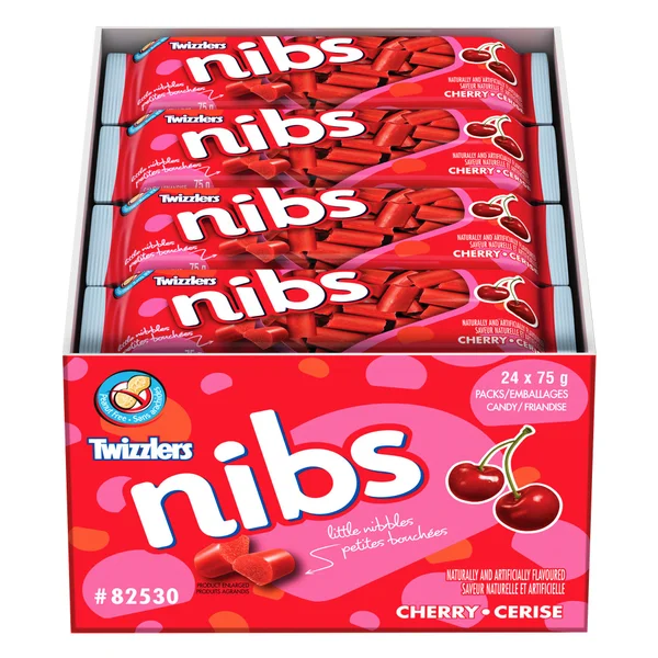 Nibs Cherry Candy - 96 × 75 g - Twizzlers - Canadian Distribution - Ships Free Within Canada on Orders Above CAD $199 - Image 2