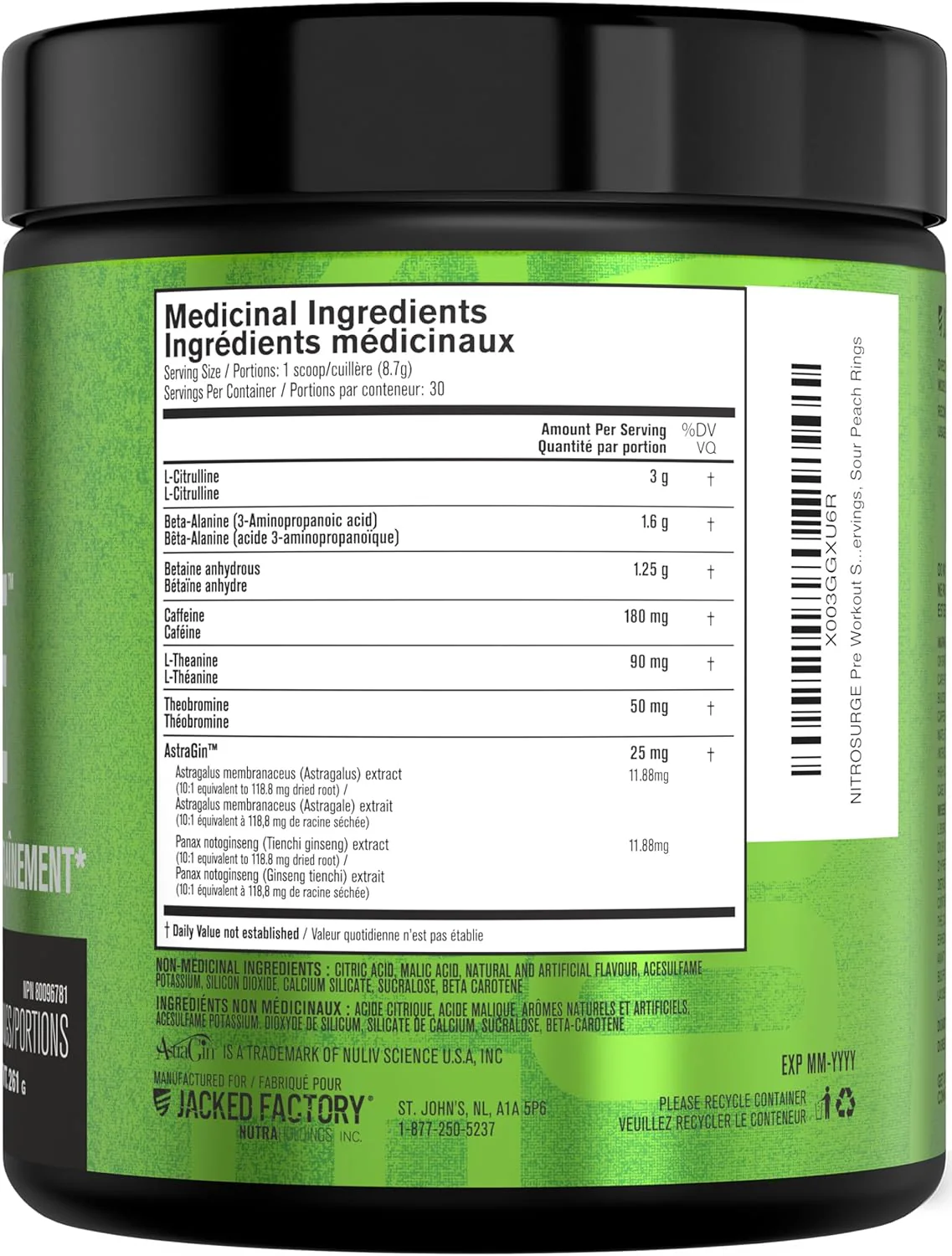 NITROSURGE – Pre Workout Powder – Sour Peach Rings – 30 Servings – Ships Free Within Canada on Orders Above CAD $199 - Image 8