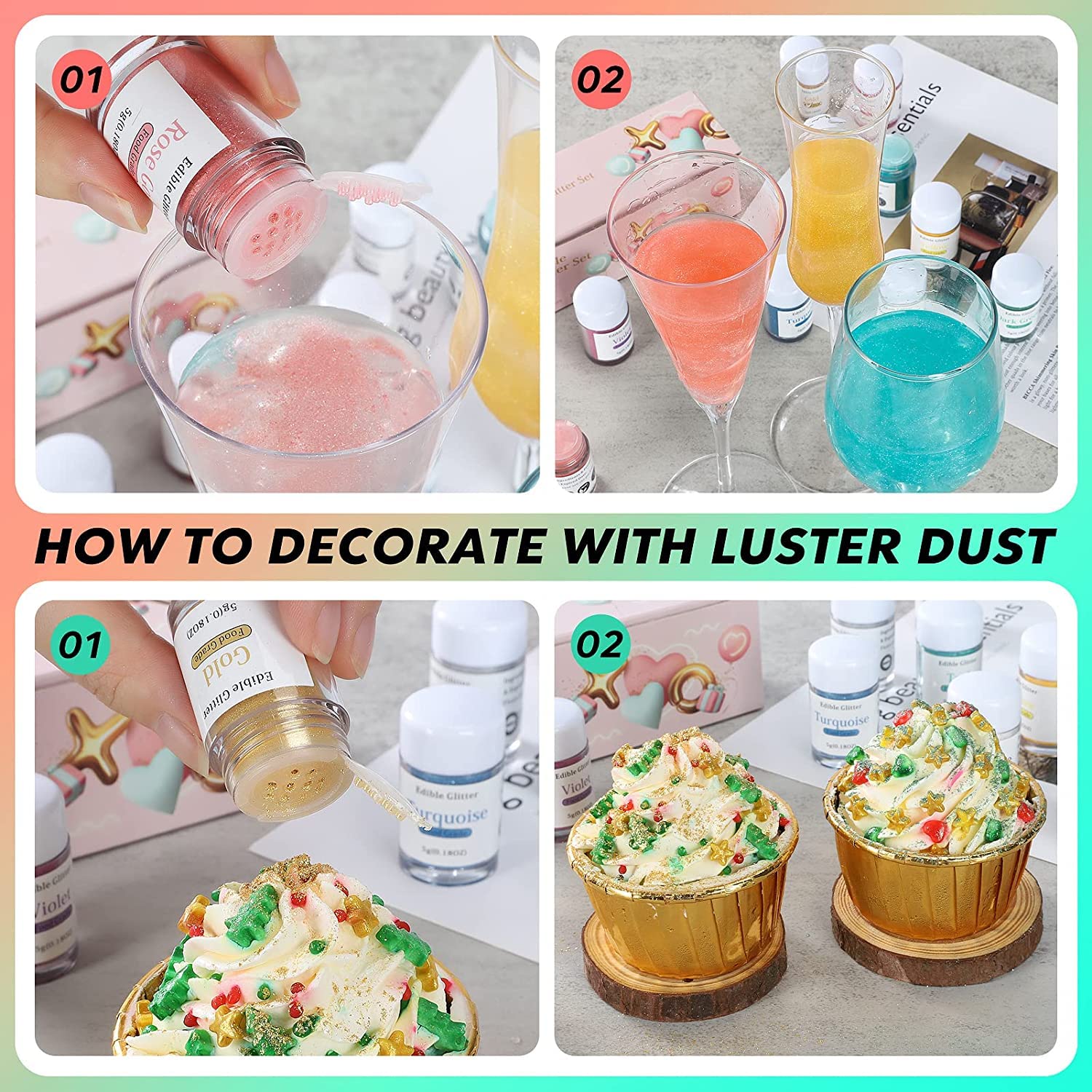 Nomeca – Edible Glitter – 10 Colours – 5g Each – Food grade shimmer - Canadian Distribution - Ships Free Within Canada on Orders Above CAD $199 - Image 4