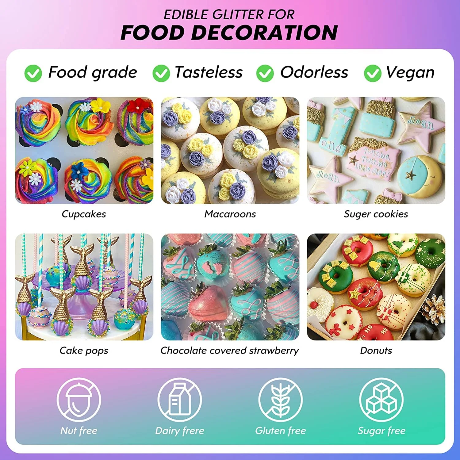 Nomeca – Edible Glitter – 10 Colours – 5g Each – Food grade shimmer - Canadian Distribution - Ships Free Within Canada on Orders Above CAD $199 - Image 6