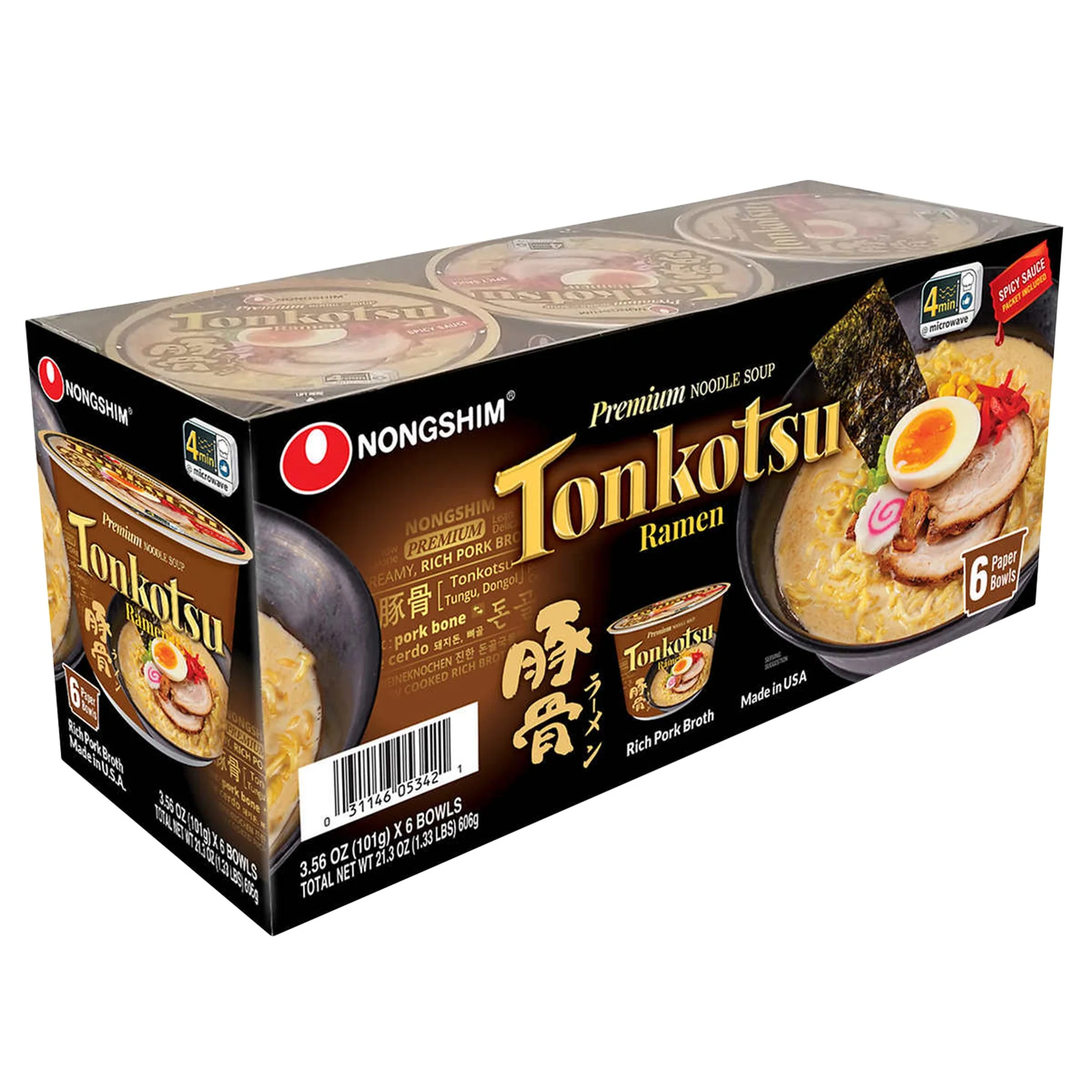 Nongshim Tonkotsu Ramen Noodle Soup - 24 × 101 g - Grocery and Food Items - Canadian Distribution - Ships Free Within Canada on Orders Above CAD $199
