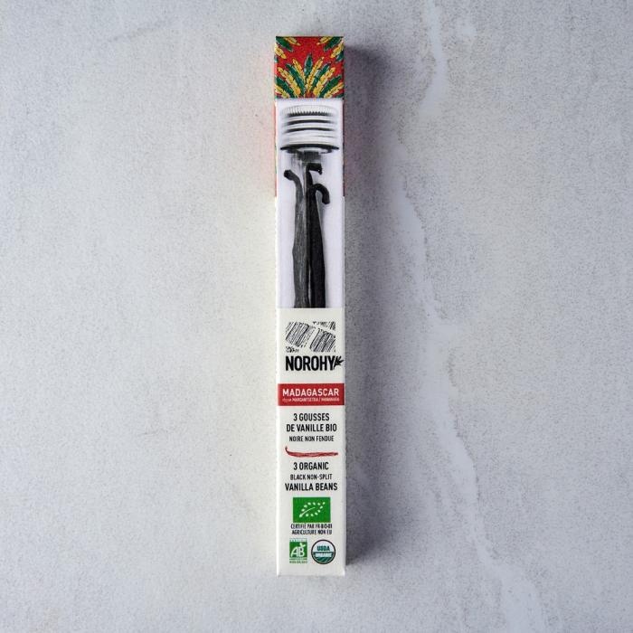 NOROHY Organic Madagascar Bourbon Vanilla Beans, Vial of 3 - Canadian Distribution - Ships Free Within Canada on Orders Above CAD $199