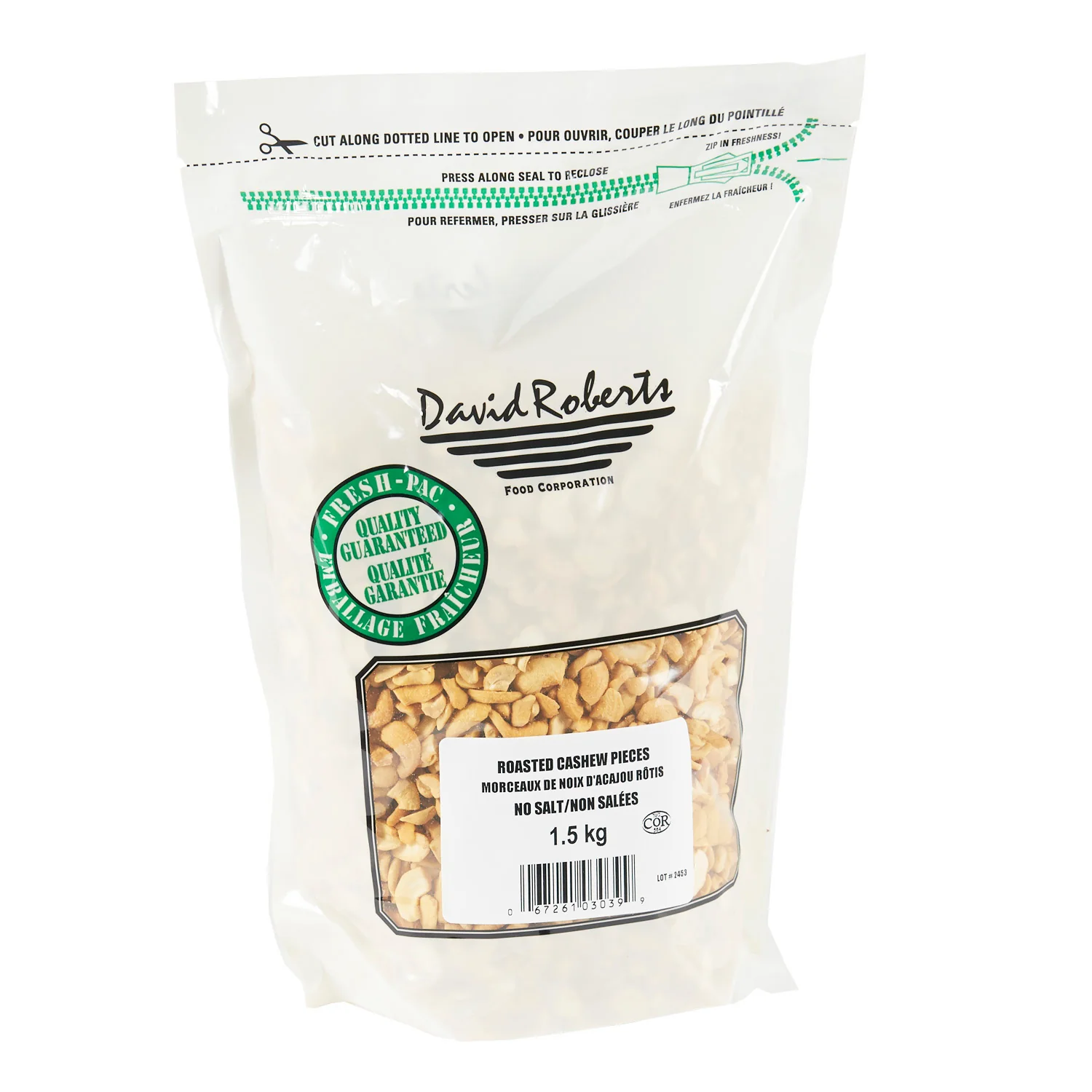 Nut Cashew Pieces Roasted No Salt - 2 x 1.5 kg - David Roberts - Restaurant and Foodservice Ingredients - Canadian Distribution - Ships Free Within Canada on Orders Above CAD $199