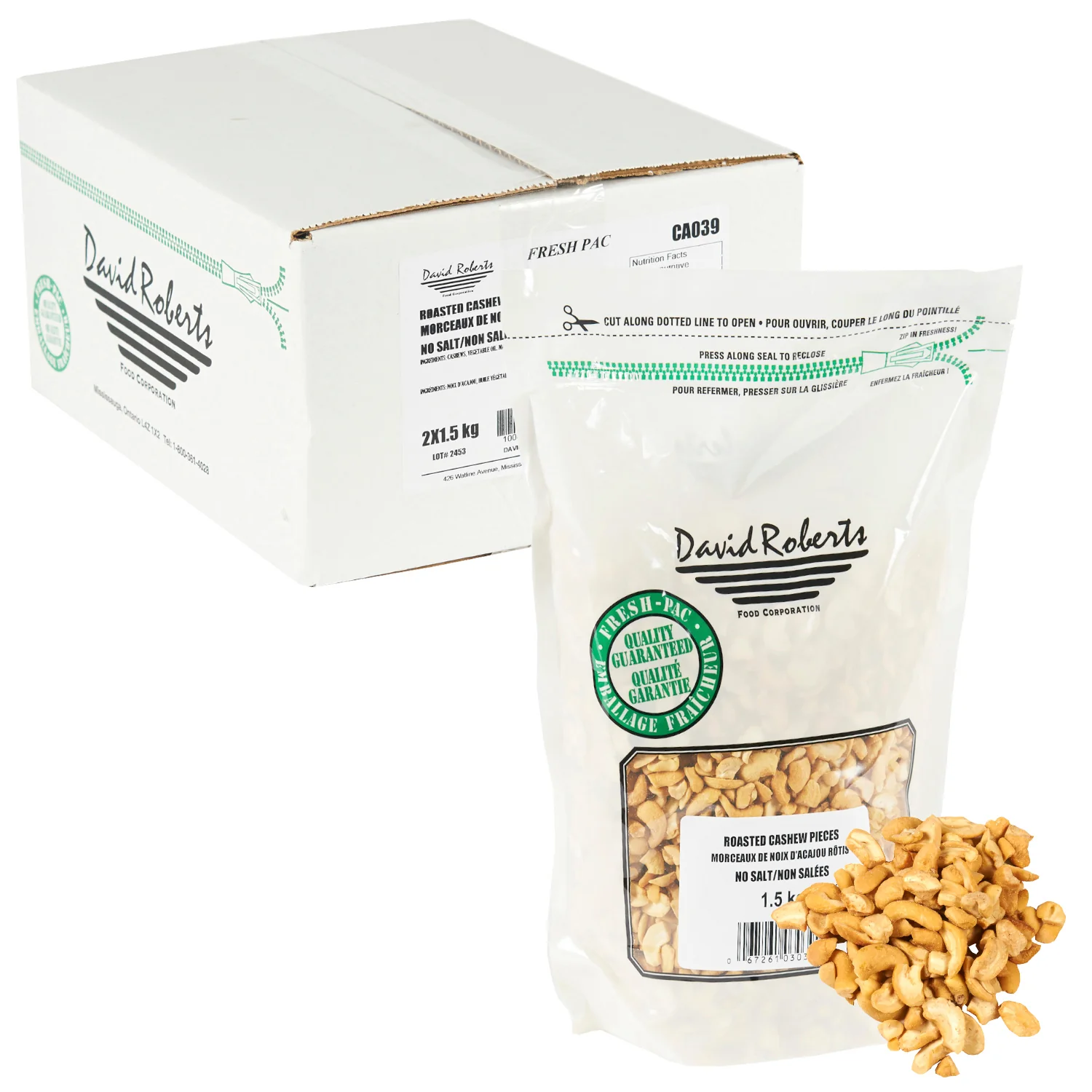 Nut Cashew Pieces Roasted No Salt - 2 x 1.5 kg - David Roberts - Restaurant and Foodservice Ingredients - Canadian Distribution - Ships Free Within Canada on Orders Above CAD $199 - Image 2