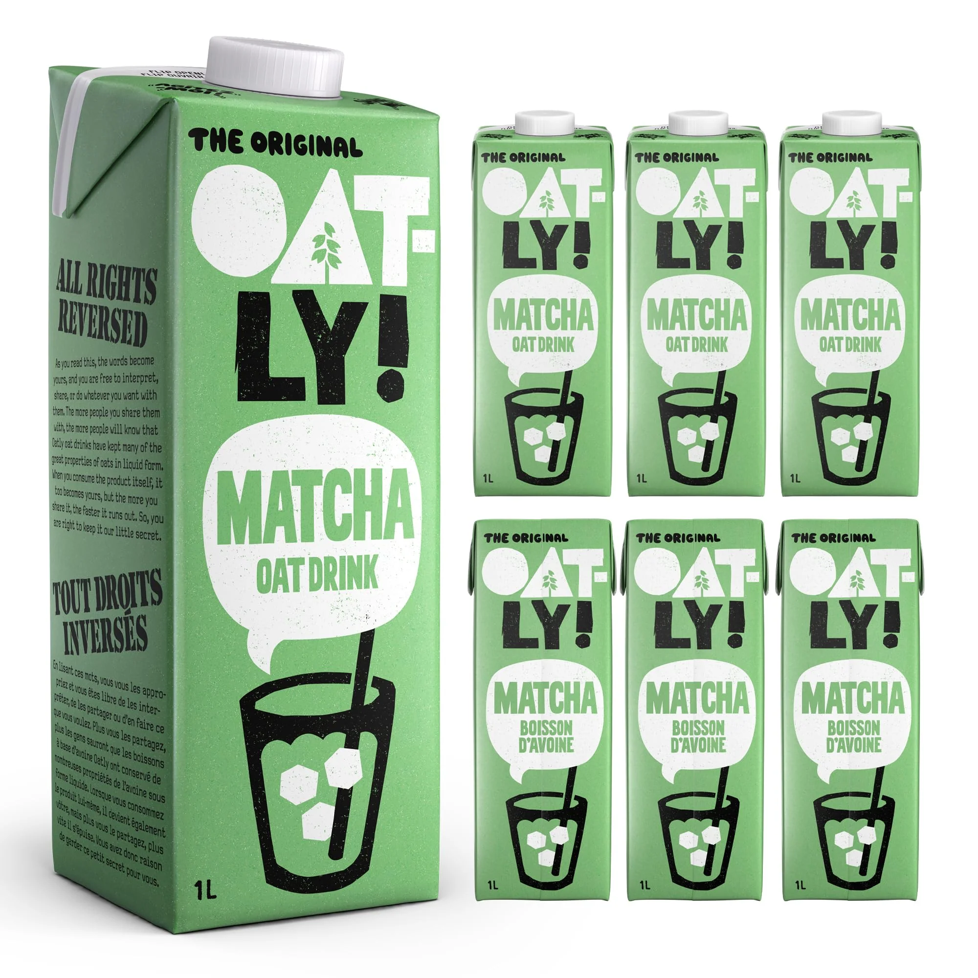 Oatly Matcha Oat Drink - Plant-Based Ready-to-Drink Latte, 6x1L Cartons - Canadian Distribution - Ships Free Within Canada on Orders Above CAD $199