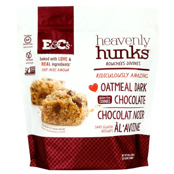 Oatmeal Dark Chocolate Cookies - 4 x 567 g - Heavenly Hunks - Canadian Distribution - Ships Free Within Canada on Orders Above CAD $199