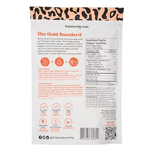 Oatworthy, Oat Milk Latte, Turmeric, 336g - Canadian Distribution - Ships Free Within Canada on Orders Above CAD $199 - Image 5