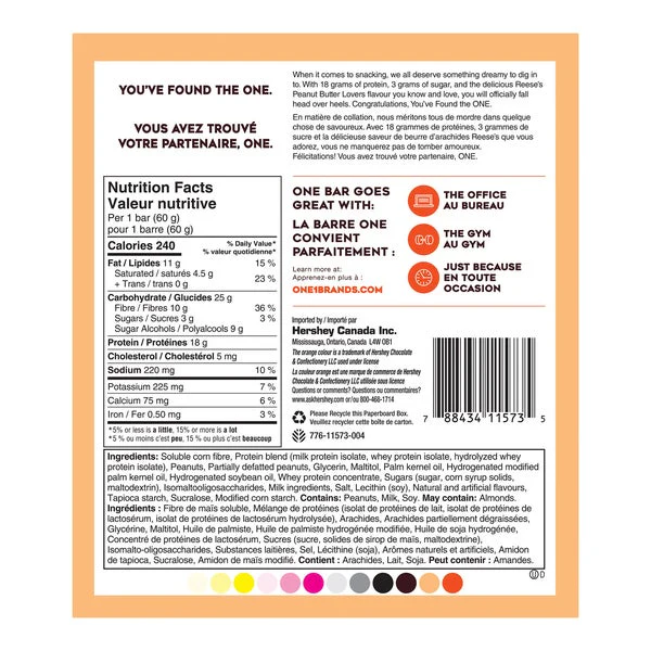 One Protein Bar - 48 x 60 g - Reese - Canadian Distribution - Ships Free Within Canada on Orders Above CAD $199 - Image 5
