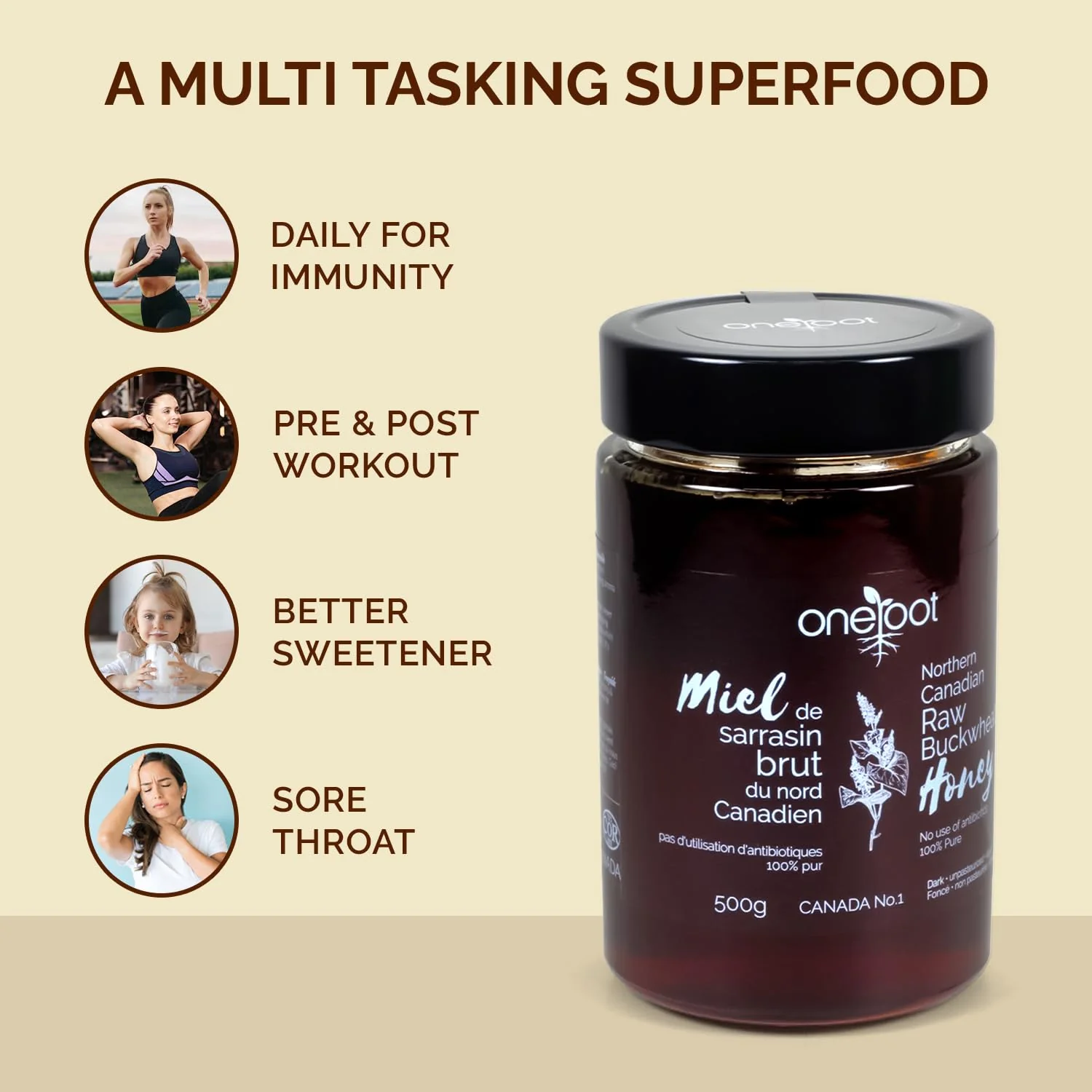 ONEROOT – Buckwheat Honey – Raw & Unpasteurized – 500g - Canadian Distribution - Ships Free Within Canada on Orders Above CAD $199 - Image 2