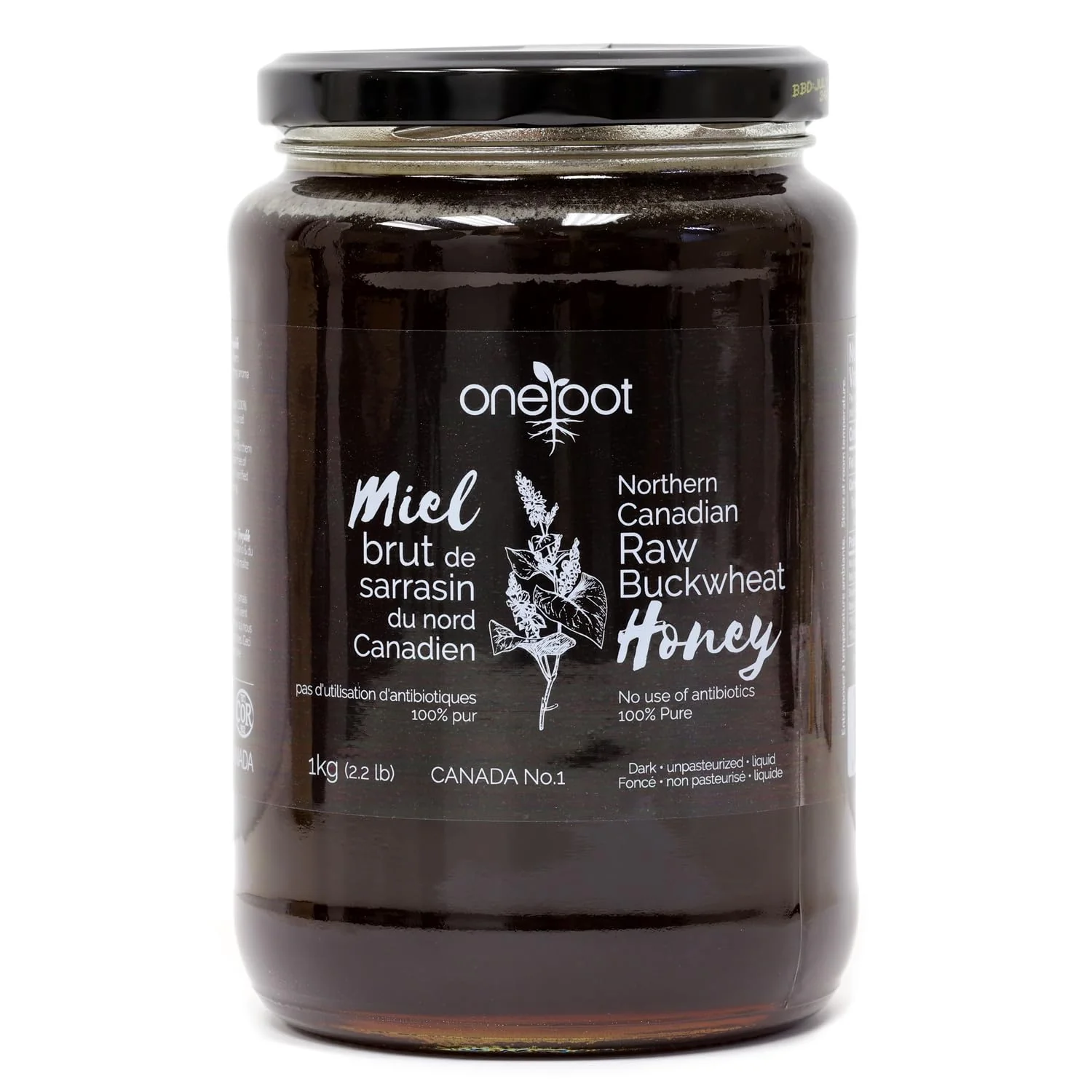 Oneroot – Canadian Raw Buckwheat Honey – Original – 1kg – High antioxidants - Canadian Distribution - Ships Free Within Canada on Orders Above CAD $199