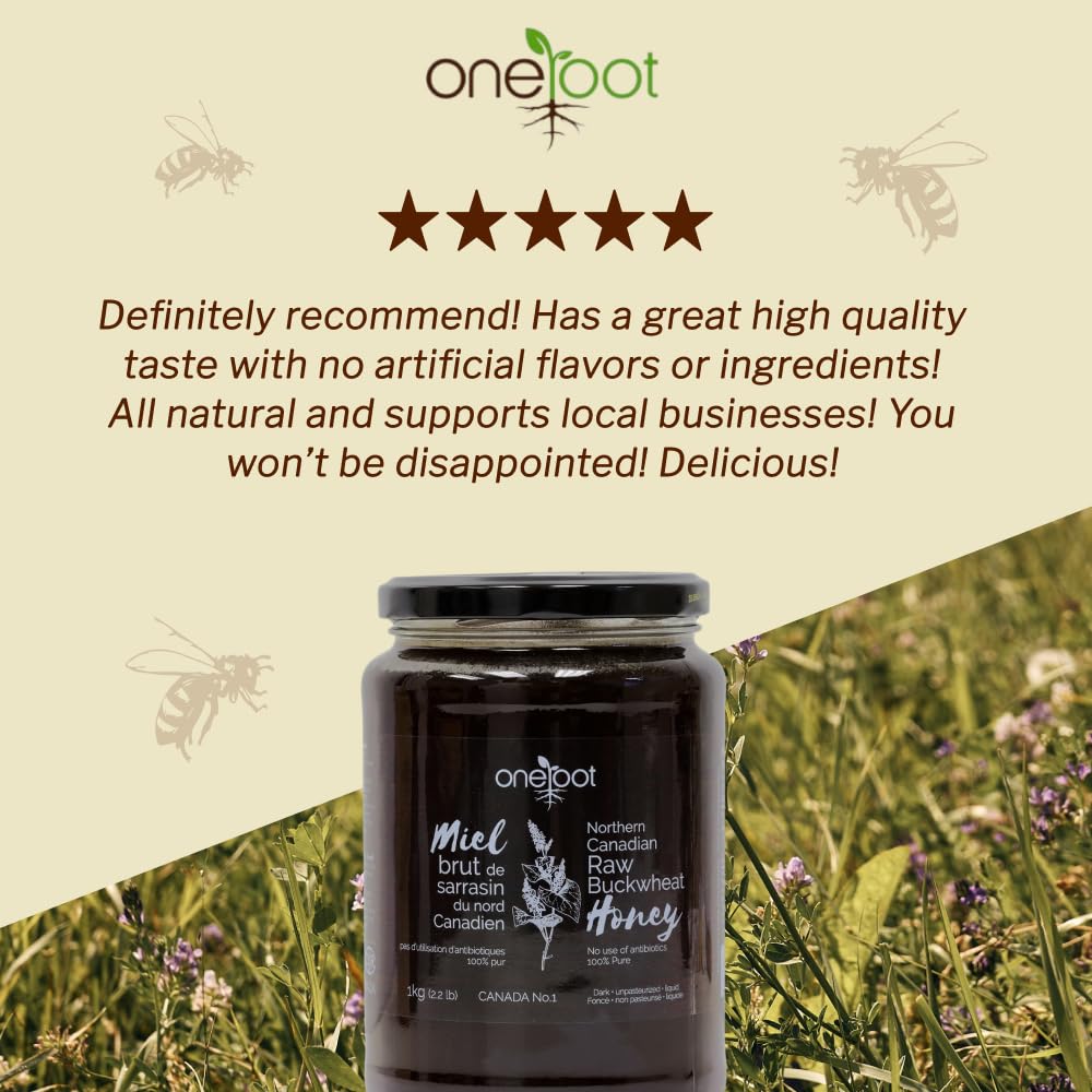 Oneroot – Canadian Raw Buckwheat Honey – Original – 1kg – High antioxidants - Canadian Distribution - Ships Free Within Canada on Orders Above CAD $199 - Image 3