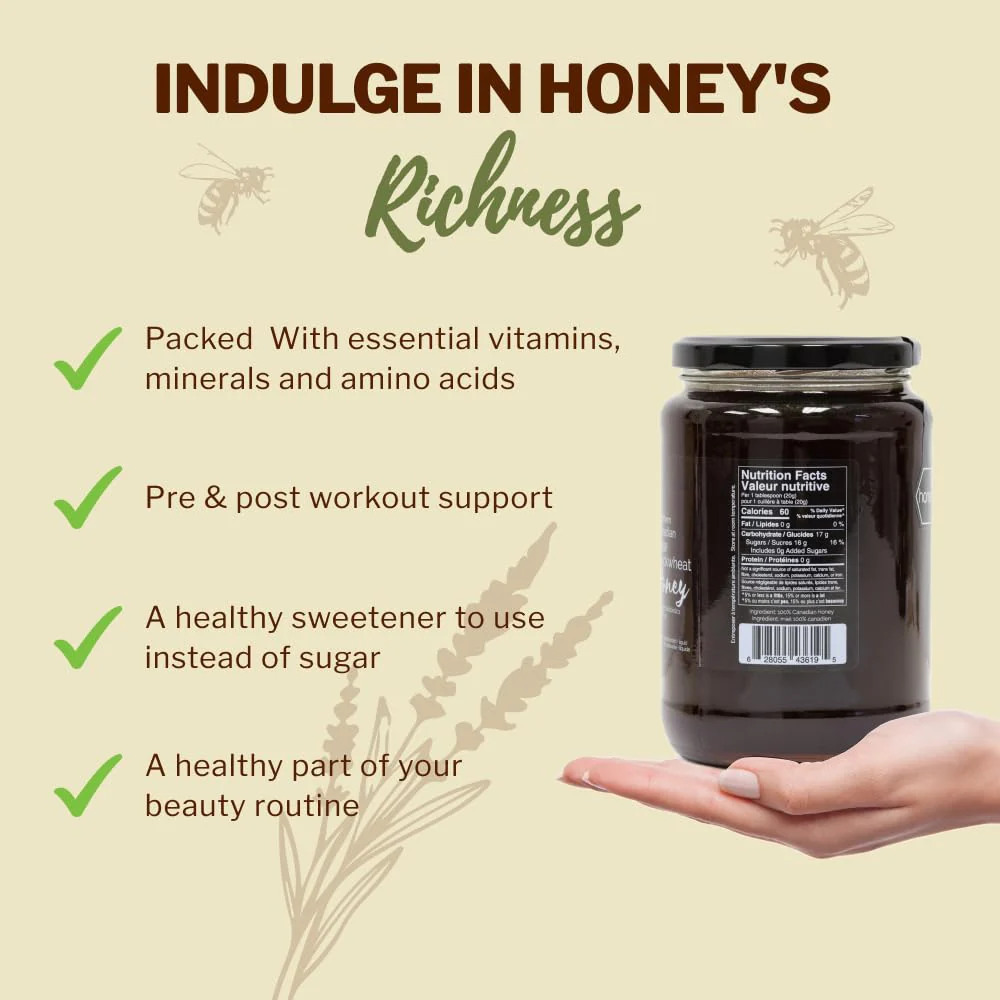 Oneroot – Canadian Raw Buckwheat Honey – Original – 1kg – High antioxidants - Canadian Distribution - Ships Free Within Canada on Orders Above CAD $199 - Image 4