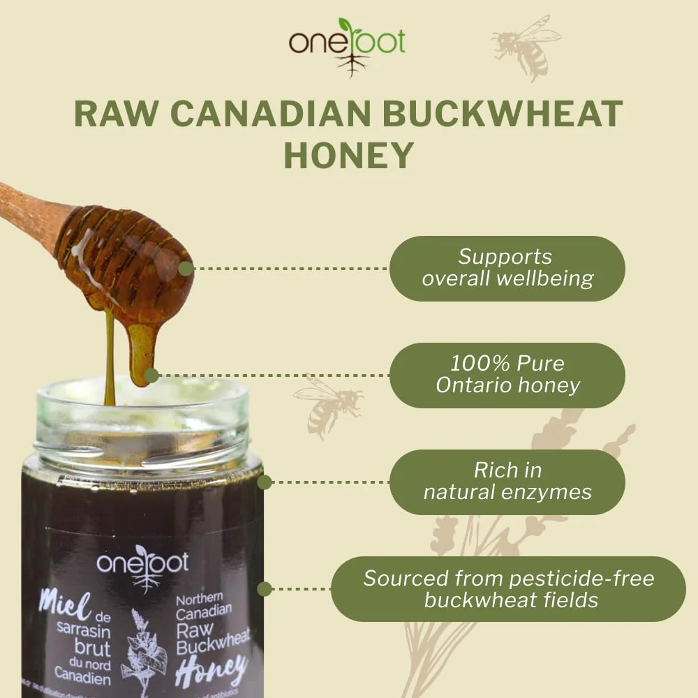 Oneroot – Canadian Raw Buckwheat Honey – Original – 1kg – High antioxidants - Canadian Distribution - Ships Free Within Canada on Orders Above CAD $199 - Image 6