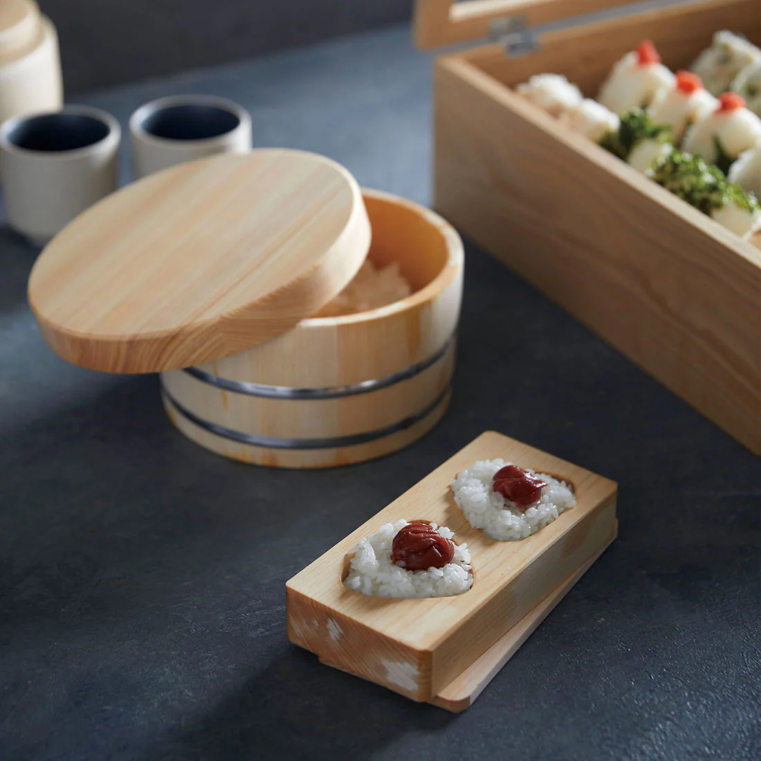 Onigiri Mold – Hinoki Wood 3-Cavity Japanese Rice Ball Maker - Canadian Distribution - Ships Free Within Canada on Orders Above CAD $199 - Image 2