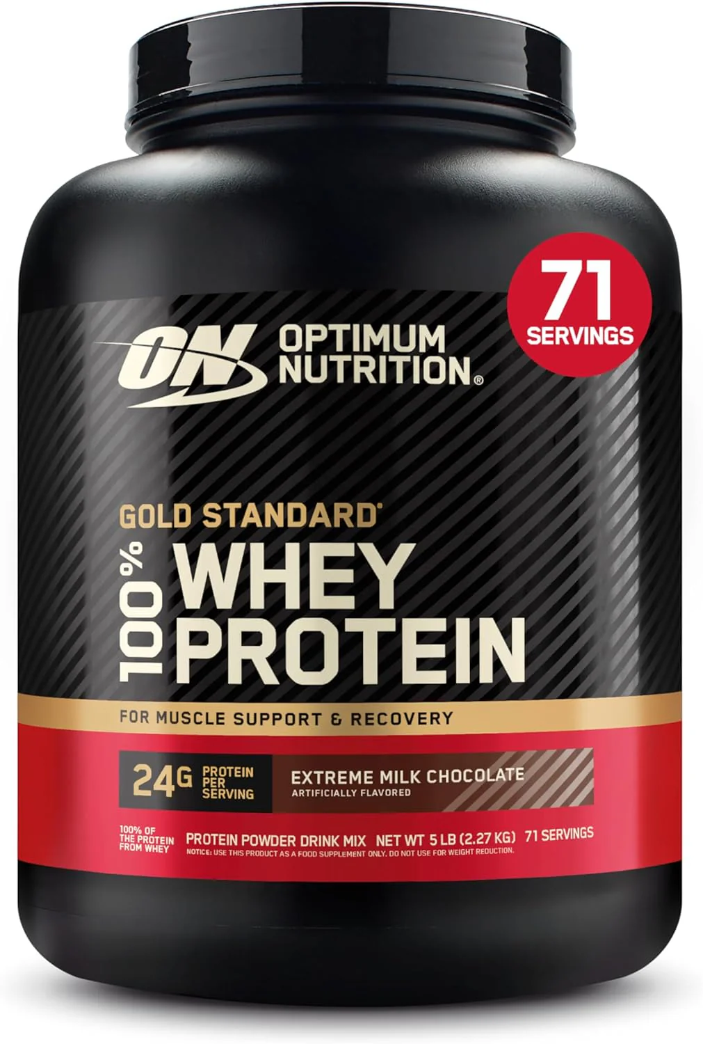 Optimum Nutrition – Gold Standard Whey Protein – Milk Chocolate – 2.27 kg, 70 Servings – Ships Free Within Canada on Orders Above CAD $199