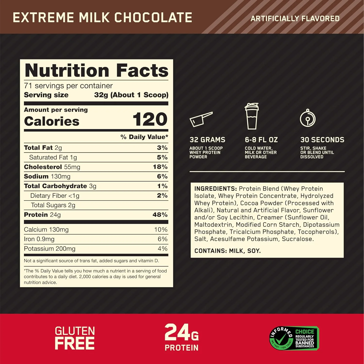 Optimum Nutrition – Gold Standard Whey Protein – Milk Chocolate – 2.27 kg, 70 Servings – Ships Free Within Canada on Orders Above CAD $199 - Image 4