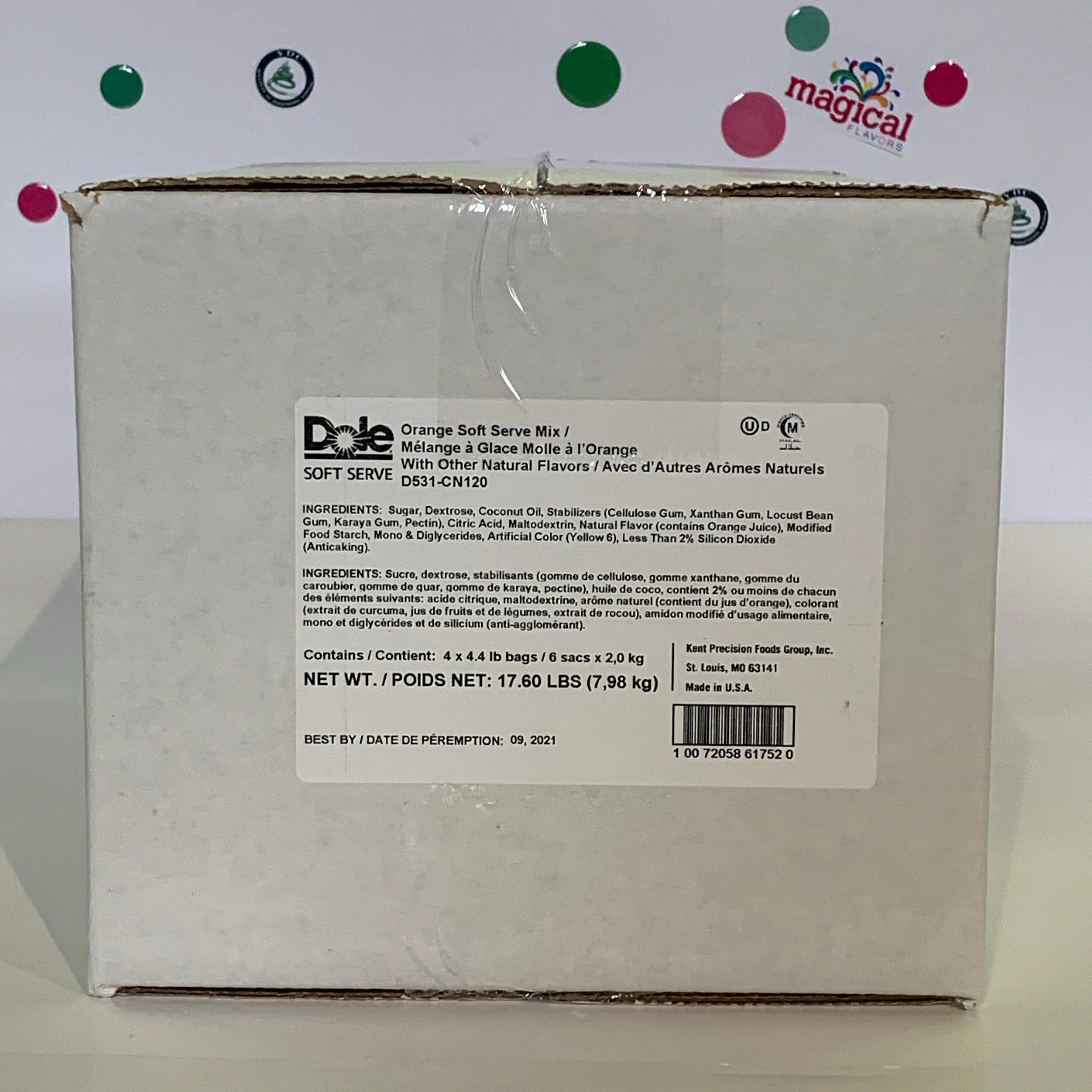 Dole Orange Soft Serve Mix  - 4.4 Lbs. Bag - Case (4 X 4.4lb Bags) - Canadian Distribution - Ships Free Within Canada on Orders Above CAD $199 - Image 4