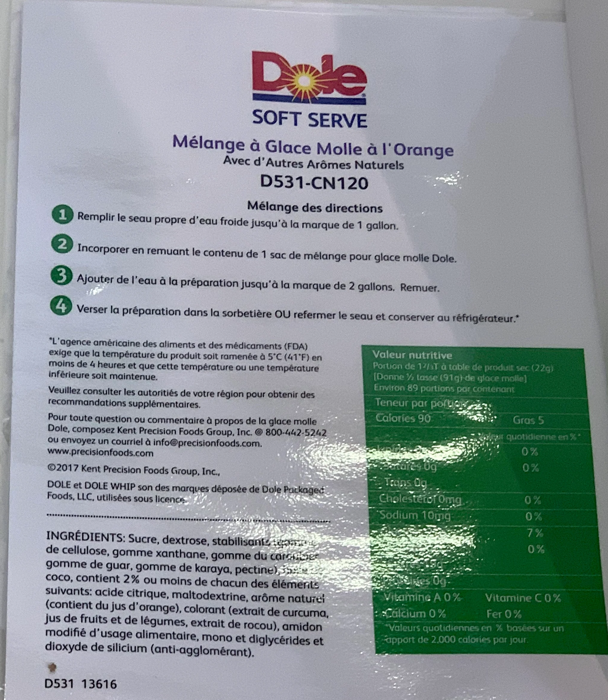 Dole Orange Soft Serve Mix  - 4.4 Lbs. Bag - Case (4 X 4.4lb Bags) - Canadian Distribution - Ships Free Within Canada on Orders Above CAD $199 - Image 9