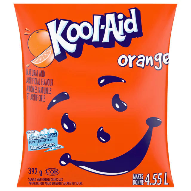 Orange - Drink and Slush Mix - Kool-Aid - 18 x 392gr/Case - Ships Free Within Canada on Orders Above CAD $199