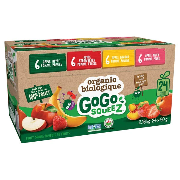 Organic Fruit Sauce - 96 × 90 g - GoGo squeeZ - Canadian Distribution - Ships Free Within Canada on Orders Above CAD $199