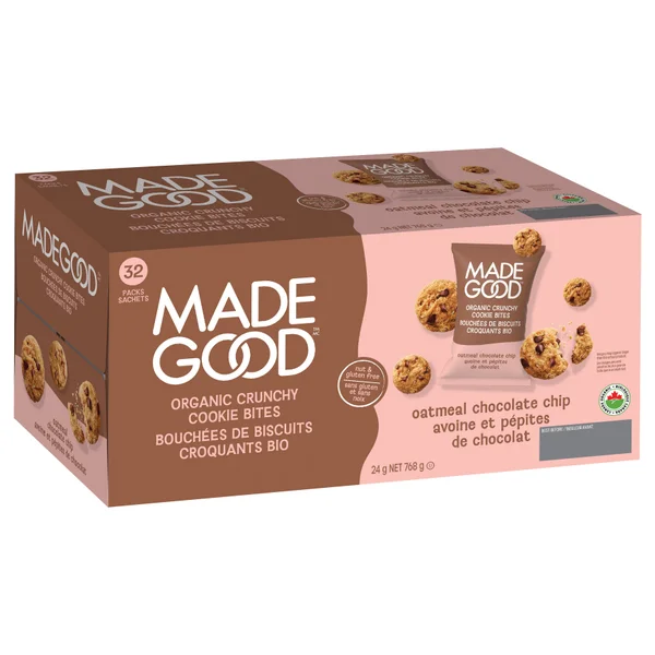 Organic Oatmeal Chocolate Chip Cookies - 128 × 24 g - Made Good - Canadian Distribution - Ships Free Within Canada on Orders Above CAD $199