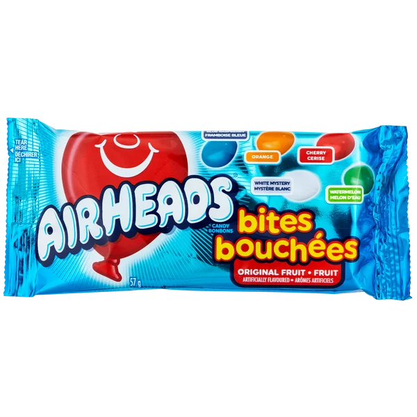Original Fruit Candy Bites - 72 × 57 g - Airheads - Canadian Distribution - Ships Free Within Canada on Orders Above CAD $199