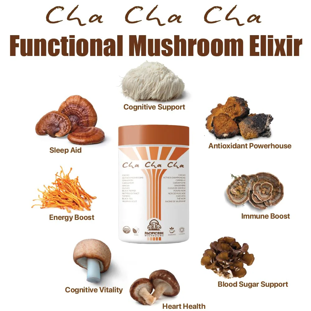 Pacific Rim Mushrooms – Cha Cha Cha Mushroom Cacao – Chai Spice – 8 Mushroom Blend – Energy and focus - Canadian Distribution - Ships Free Within Canada on Orders Above CAD $199 - Image 3