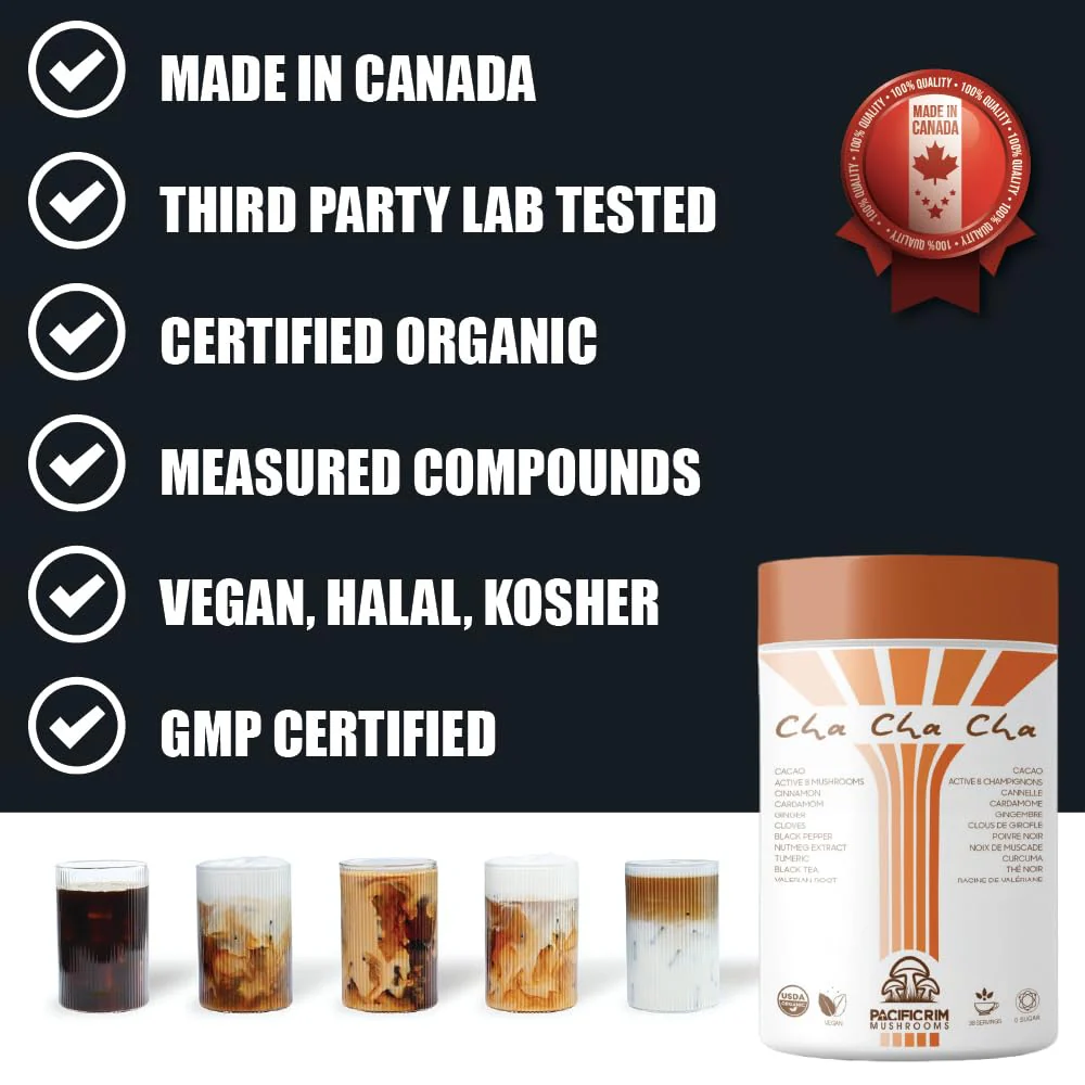 Pacific Rim Mushrooms – Cha Cha Cha Mushroom Cacao – Chai Spice – 8 Mushroom Blend – Energy and focus - Canadian Distribution - Ships Free Within Canada on Orders Above CAD $199 - Image 7