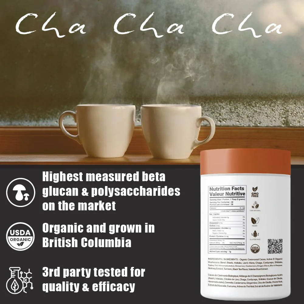 Pacific Rim Mushrooms – Cha Cha Cha Mushroom Cacao – Chai Spice – 8 Mushroom Blend – Energy and focus - Canadian Distribution - Ships Free Within Canada on Orders Above CAD $199 - Image 8